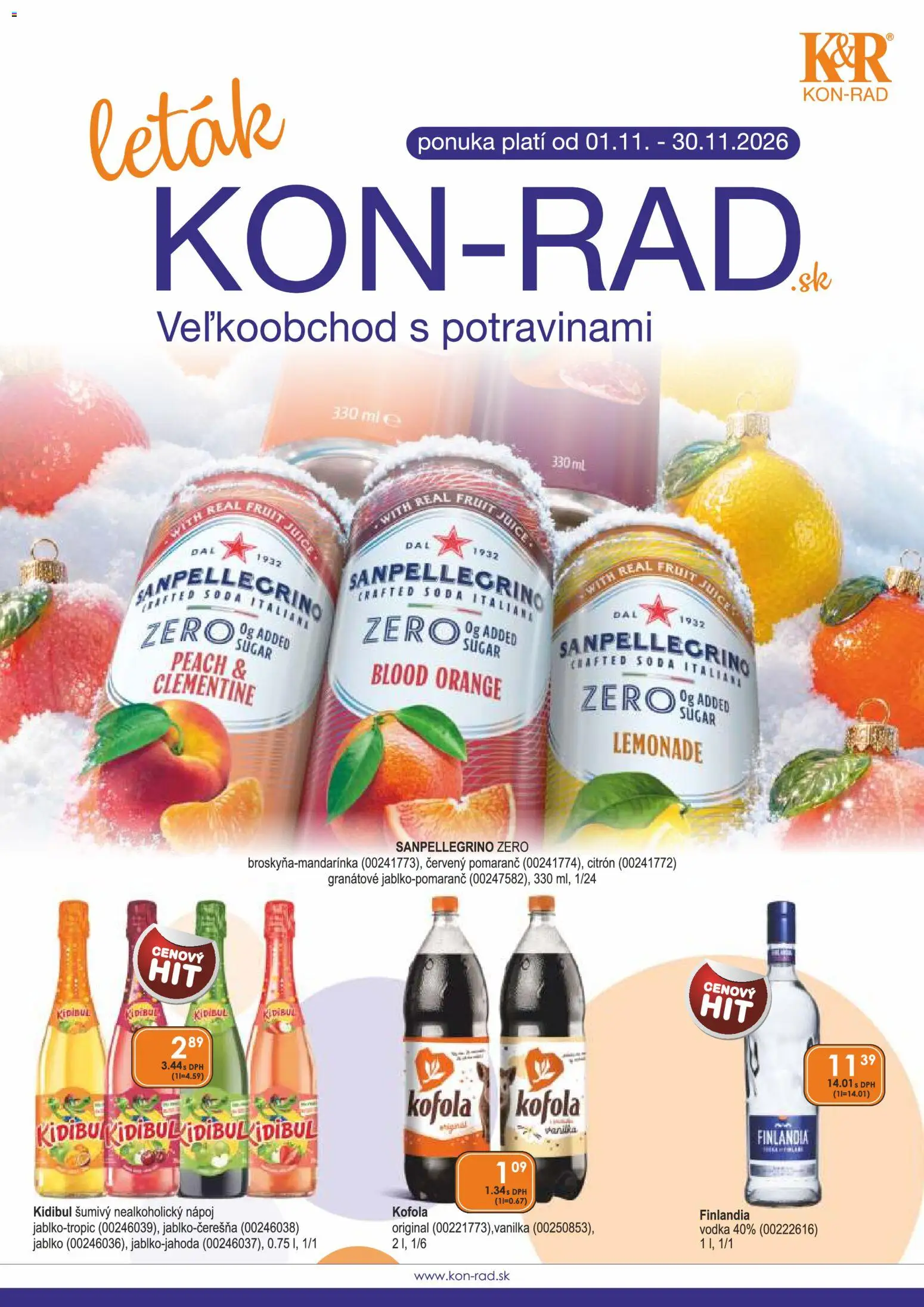 Nové KON - RAD akcie – leták je platný od 01.11.2026 | Strana: 1 | Produkty: Kofola, Vodka, Finlandia, Vanilka