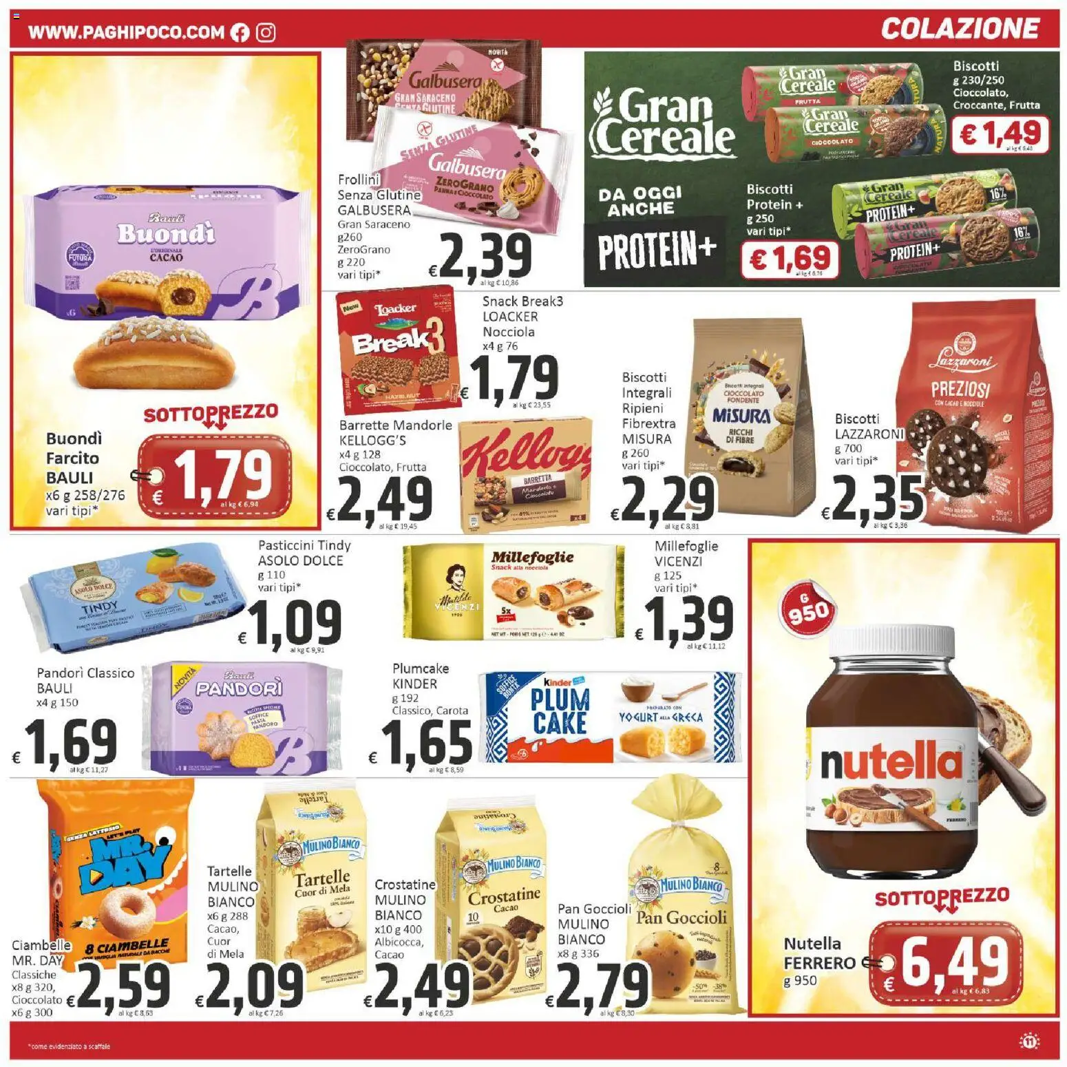 Volantino Paghi Poco del 28.04.2026 | Pagina: 11 | Prodotti: Ciambelle, Yogurt, Carota, Frollini