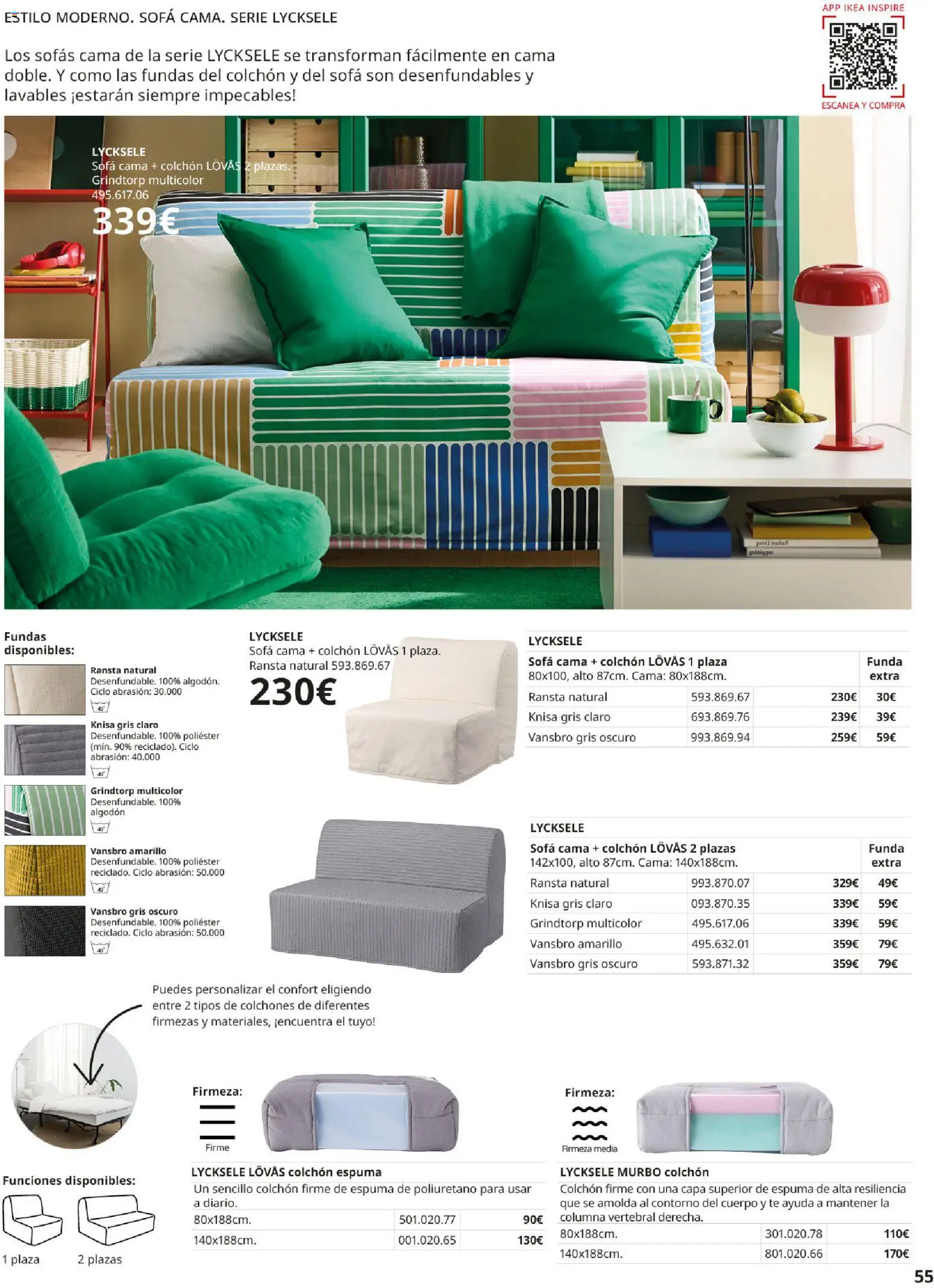 Catálogo IKEA Sofás │ válido desde el 07.05.2026 | Página: 55 | Productos: Té, Colchon, Cama, Sofá