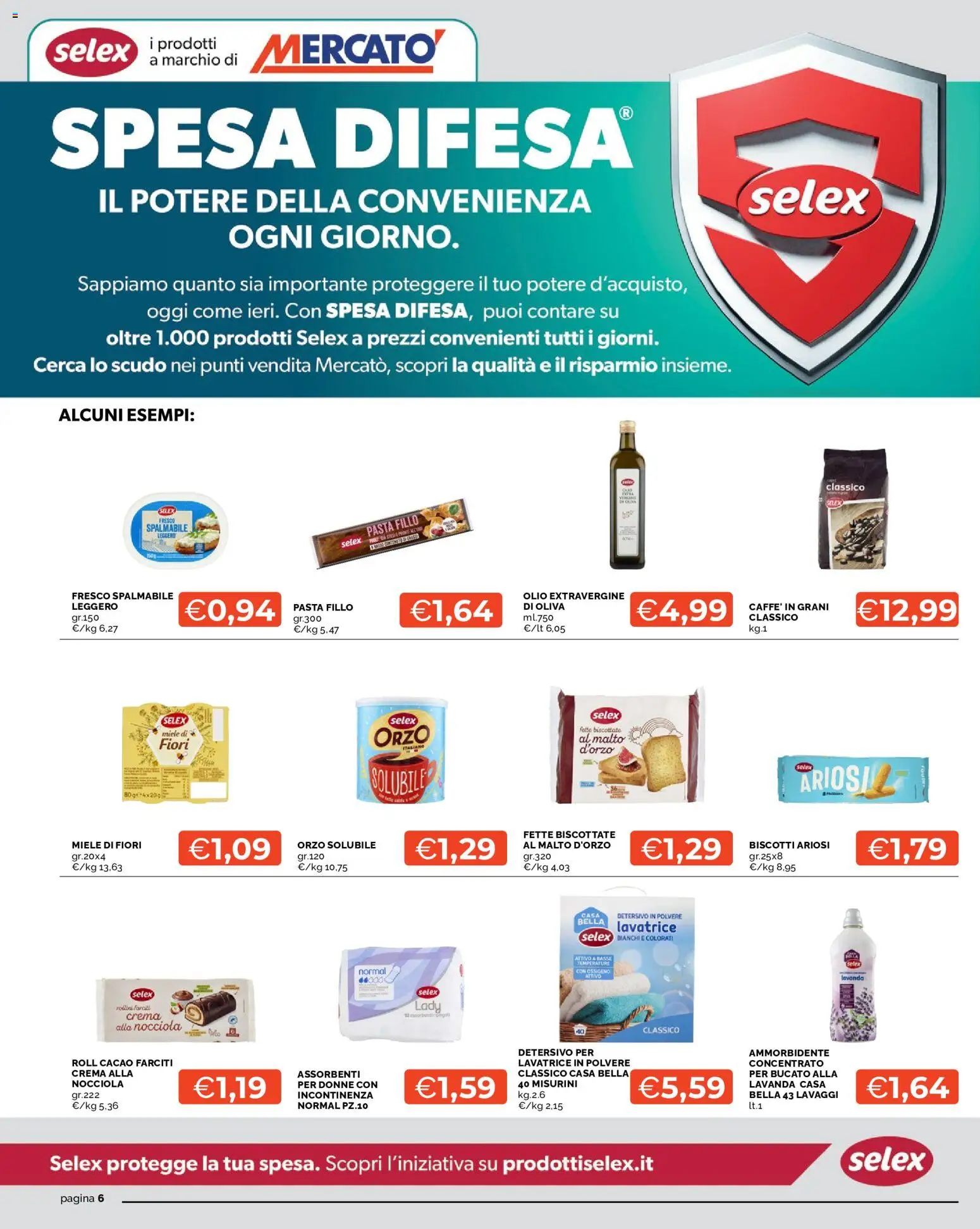 Volantino Mercatò del 12/10/2026 | Pagina: 6 | Prodotti: Crema, Lavatrice, Assorbenti, Miele