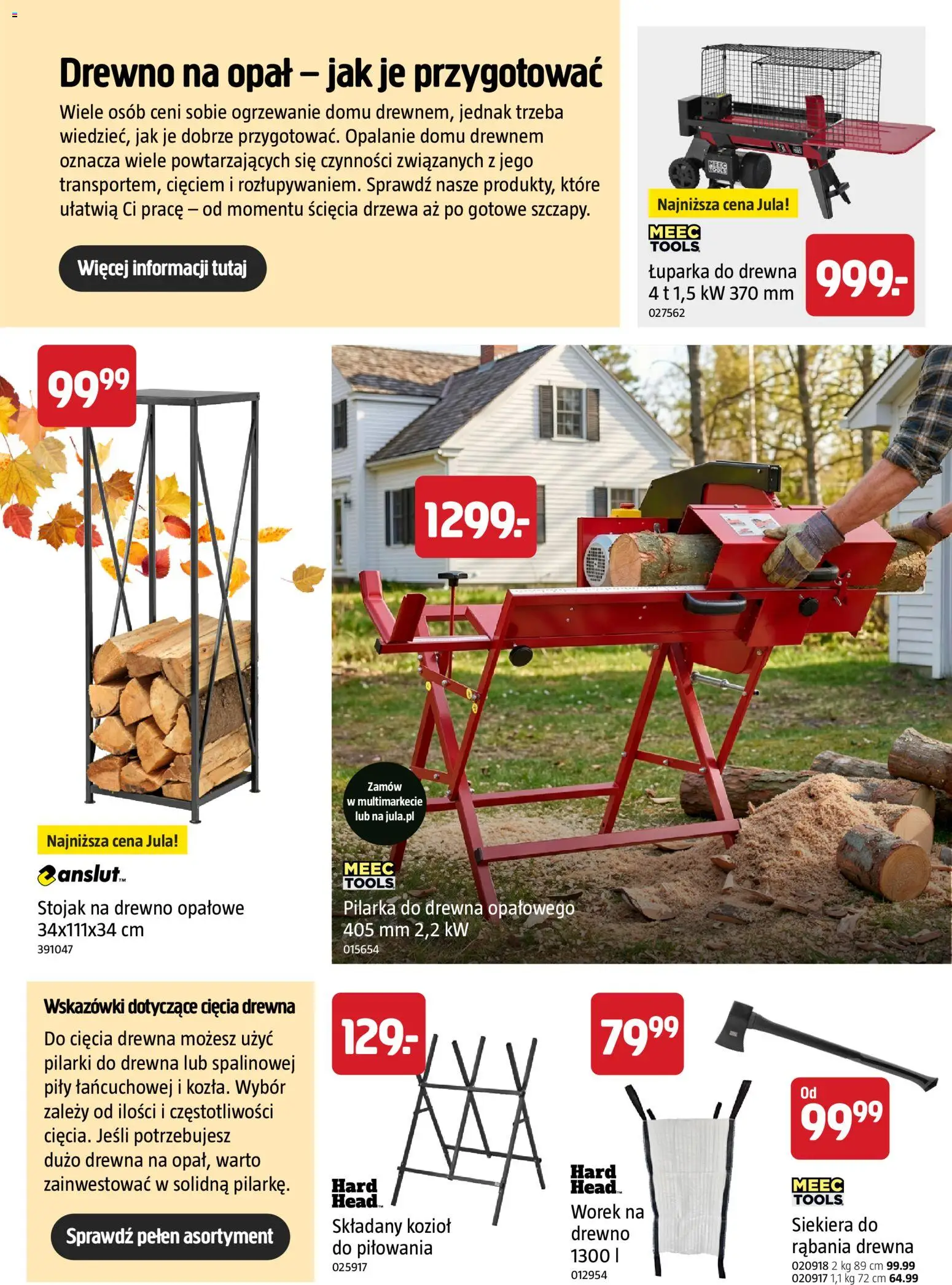 Jula gazetka - Rozpocznij jesienne majsterkowanie od 10.09.2026 | Strona: 12 | Produkty: Drewno opałowe, Łuparka do drewna, Siekiera