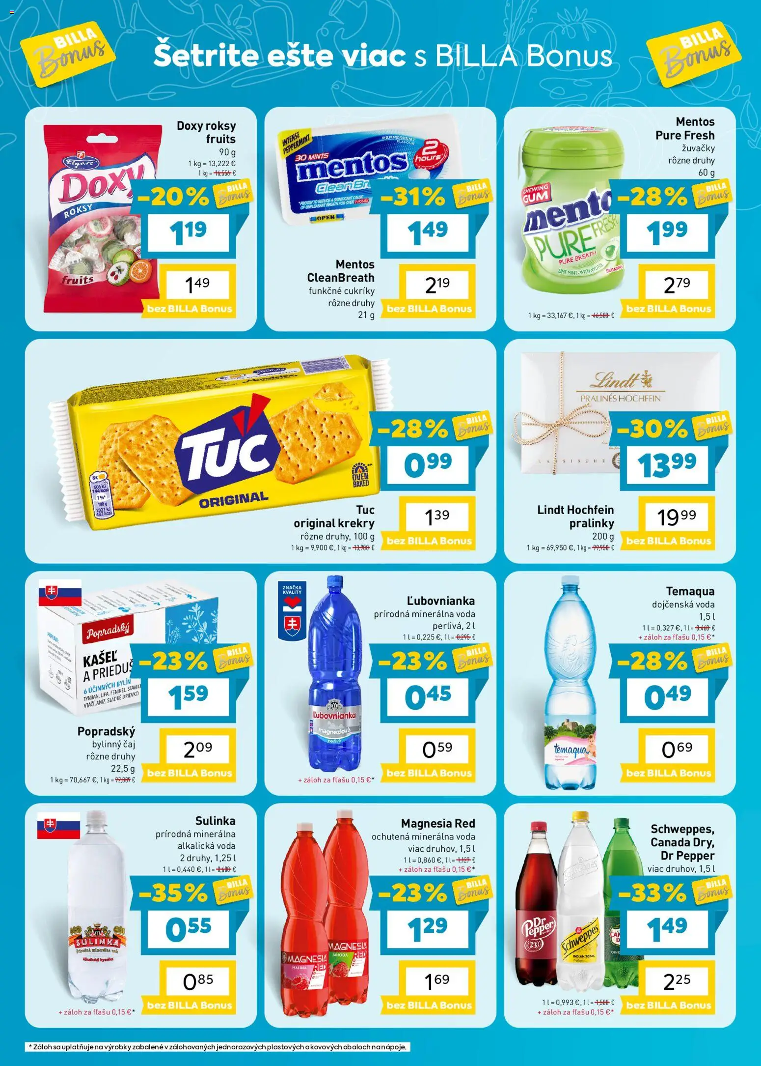 Nové Billa akcie – leták je platný od 21.10.2026 | Strana: 8 | Produkty: Magnesia, Sulinka, Voda, Bylinný čaj
