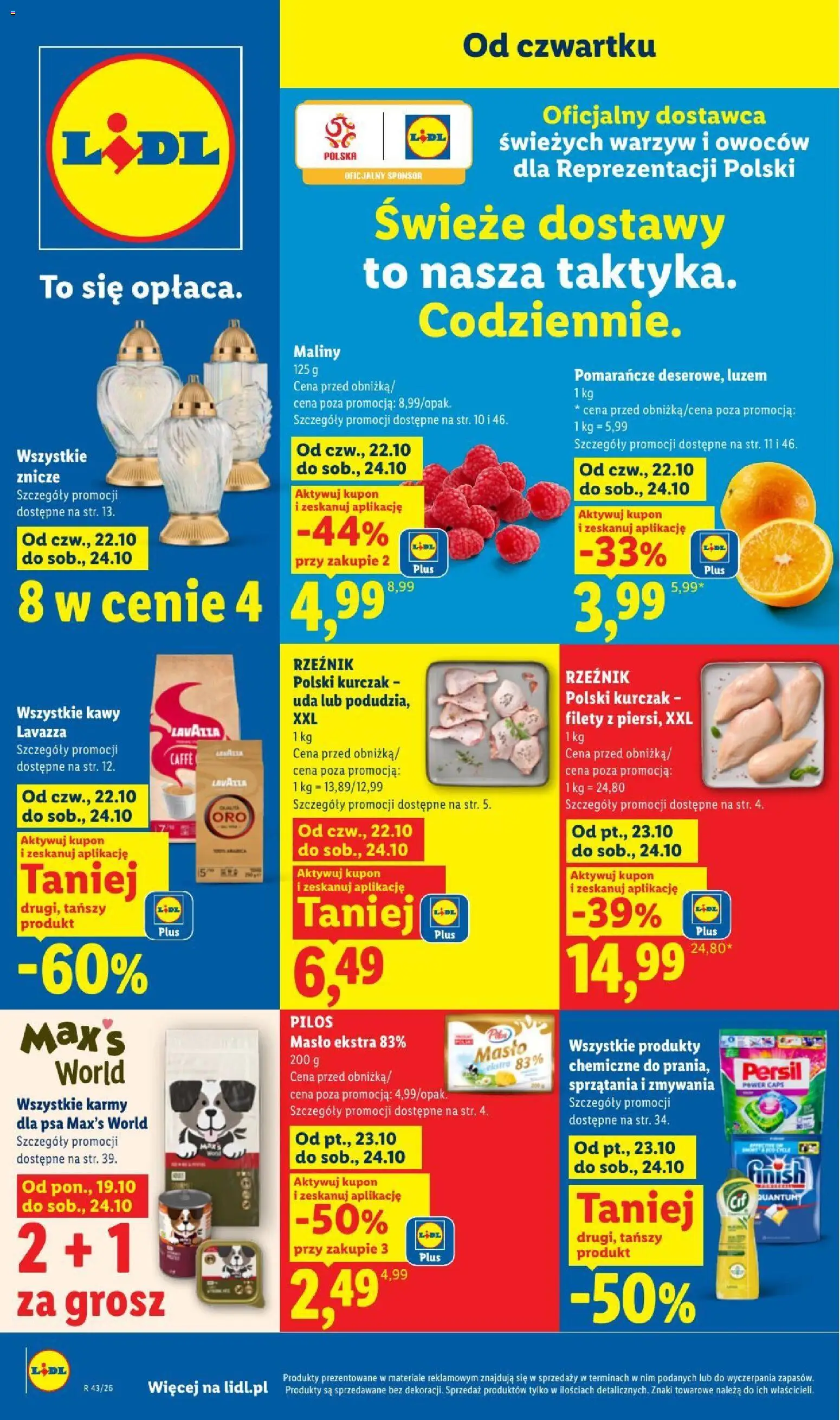 Lidl gazetka od 22.10.2026 | Strona: 1 | Produkty: Kurczak, Persil, Znicze, Masło