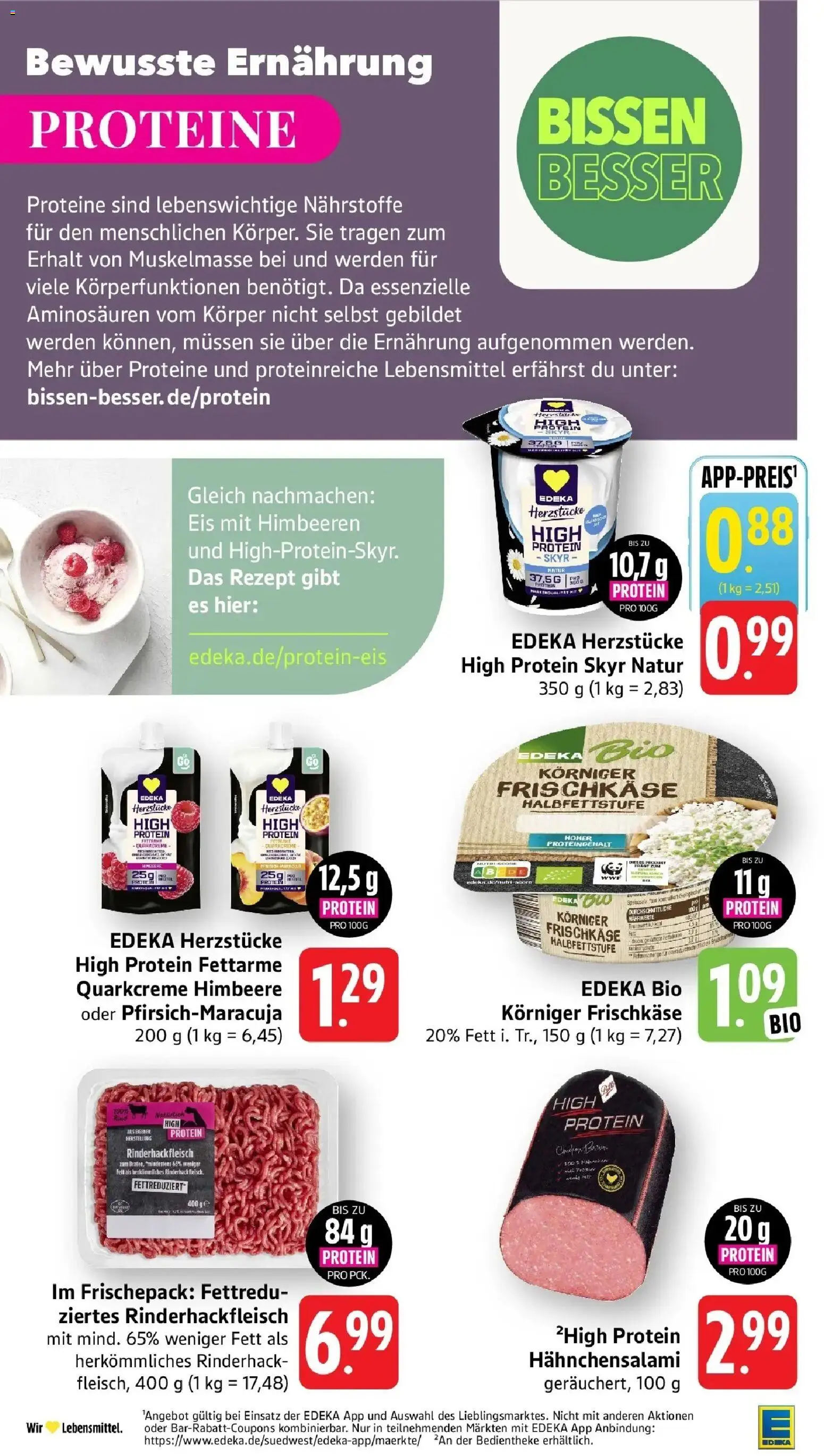 Edeka Prospekt Bruchsal - Untergrombach (ab 28.09.2026) » Angebote Online | Seite: 20 | Produkte: Himbeeren, Skyr, Eis, Frischkase