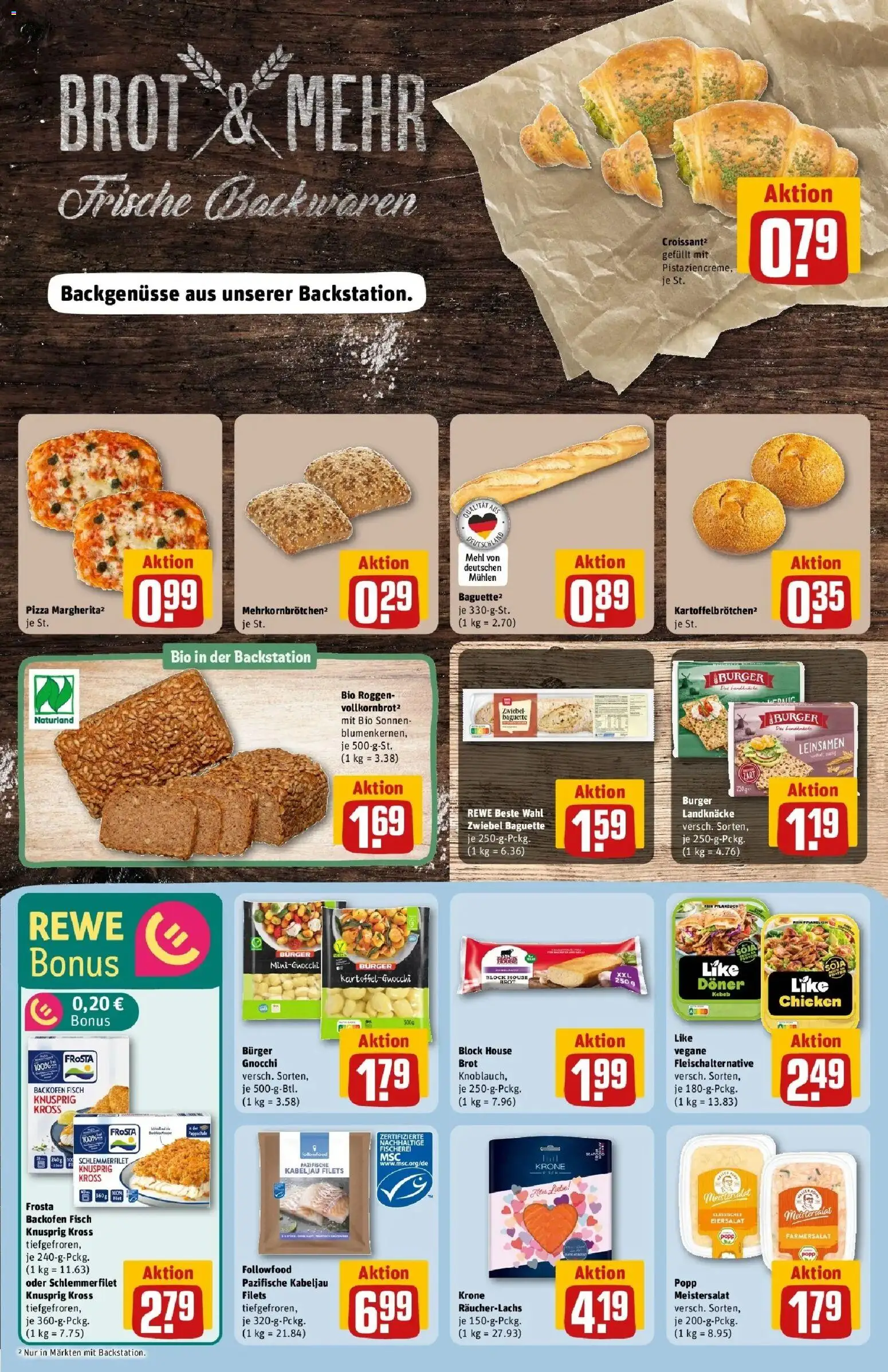REWE Prospekt ab 04.05.2026 zum Blättern » Angebote | Seite: 16 | Produkte: Pistazien, Croissant, Fisch, Backofen