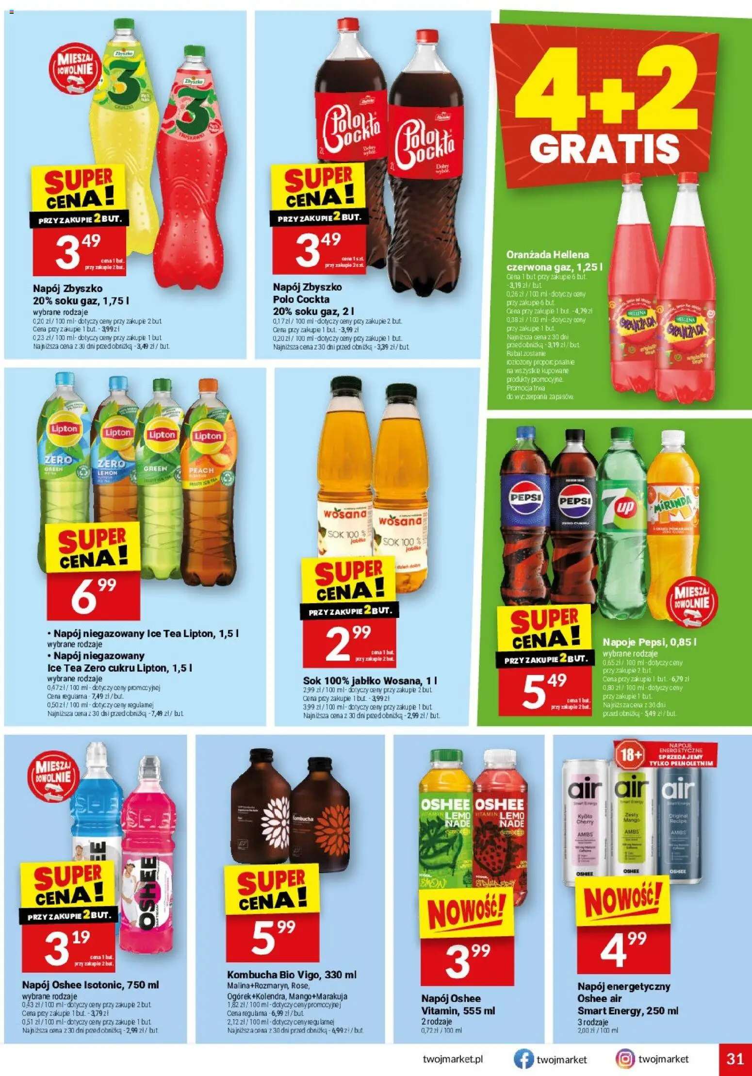 Twój Market gazetka od 04.03.2026 | Strona: 31 | Produkty: Mango, Napoje, Jabłka, Kombucha