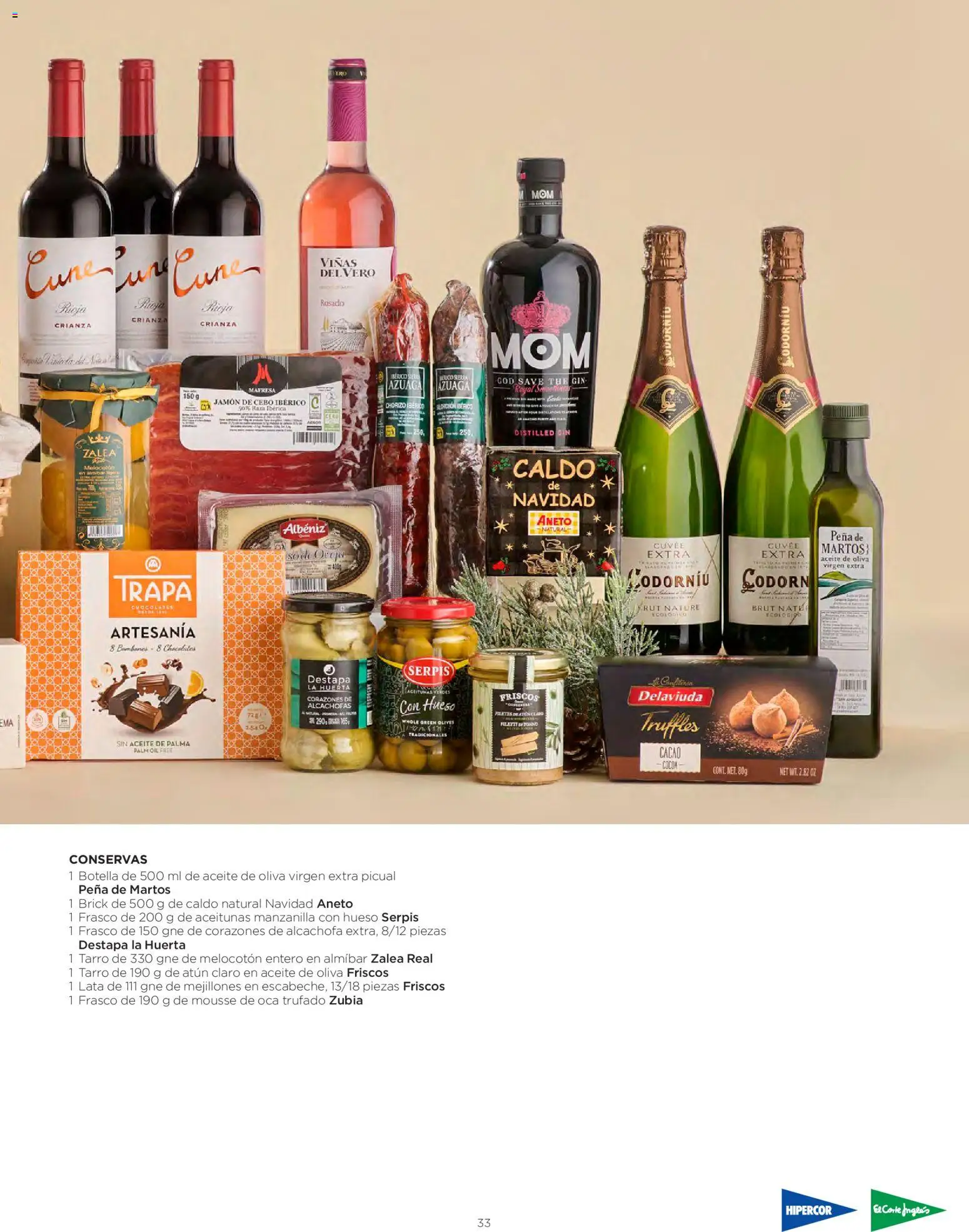El Corte Inglés Cestas Navidad 2026 │ válido desde el 08/10/2026 | Página: 33 | Productos: Atún, Aceite de oliva, Aceite de oliva virgen extra, Atún claro