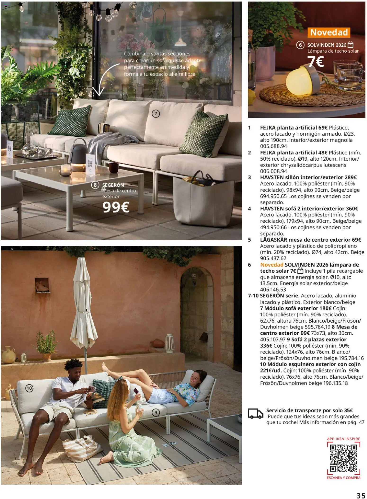 Catálogo IKEA Muebles de exterior │ válido desde el 17/12/2025 | Página: 35 | Productos: Sofá, Sillón, Mesa, Lámpara
