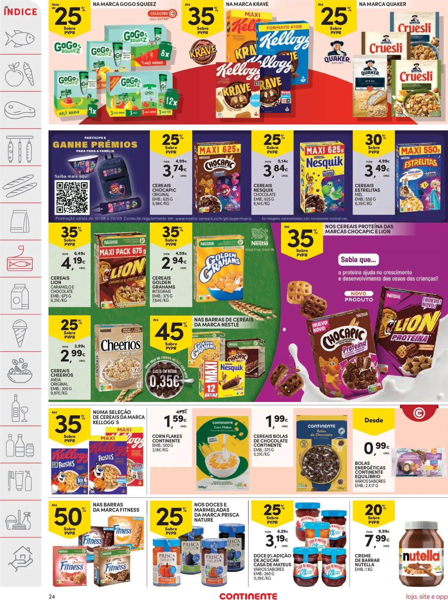 Continente folheto │ válido de 18/08/2026 | Página: 24 | Produtos: Aveia, Nutella, Maça, Creme