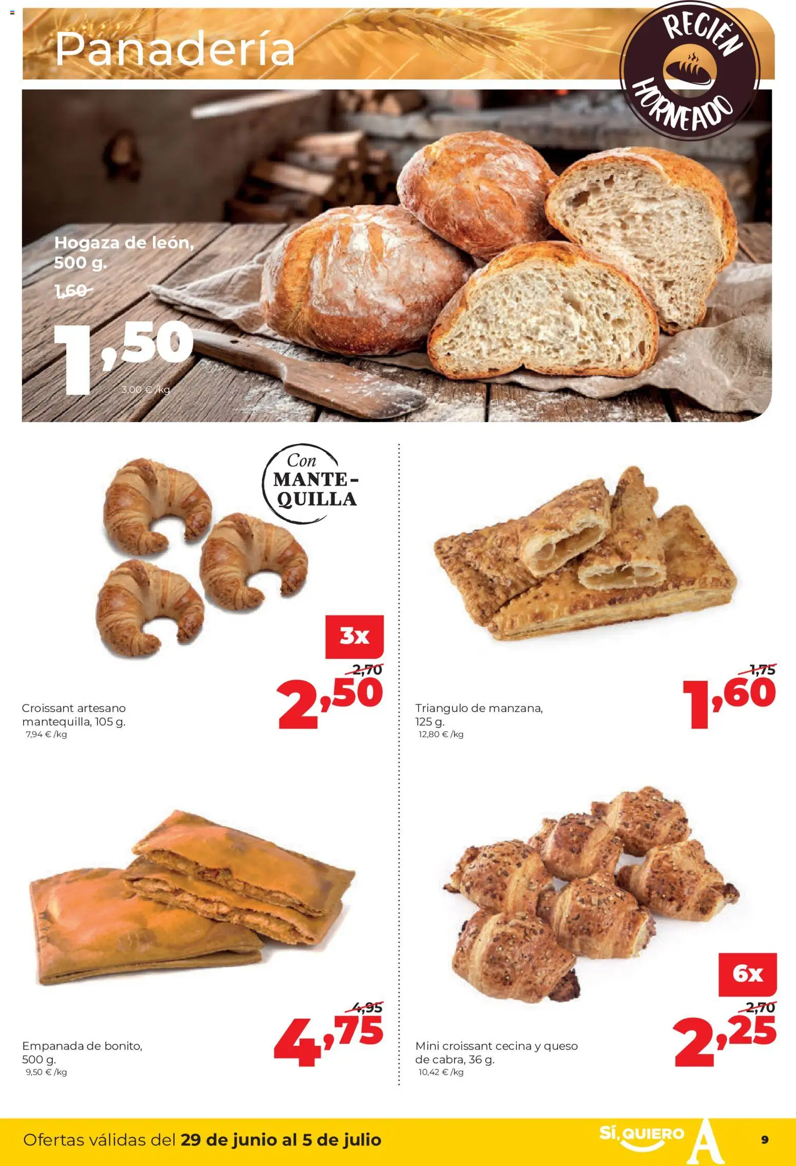 Alimerka folleto Castilla y León │ válido desde el 29/06/2026 | Página: 9 | Productos: Queso, Croissant, Panadería