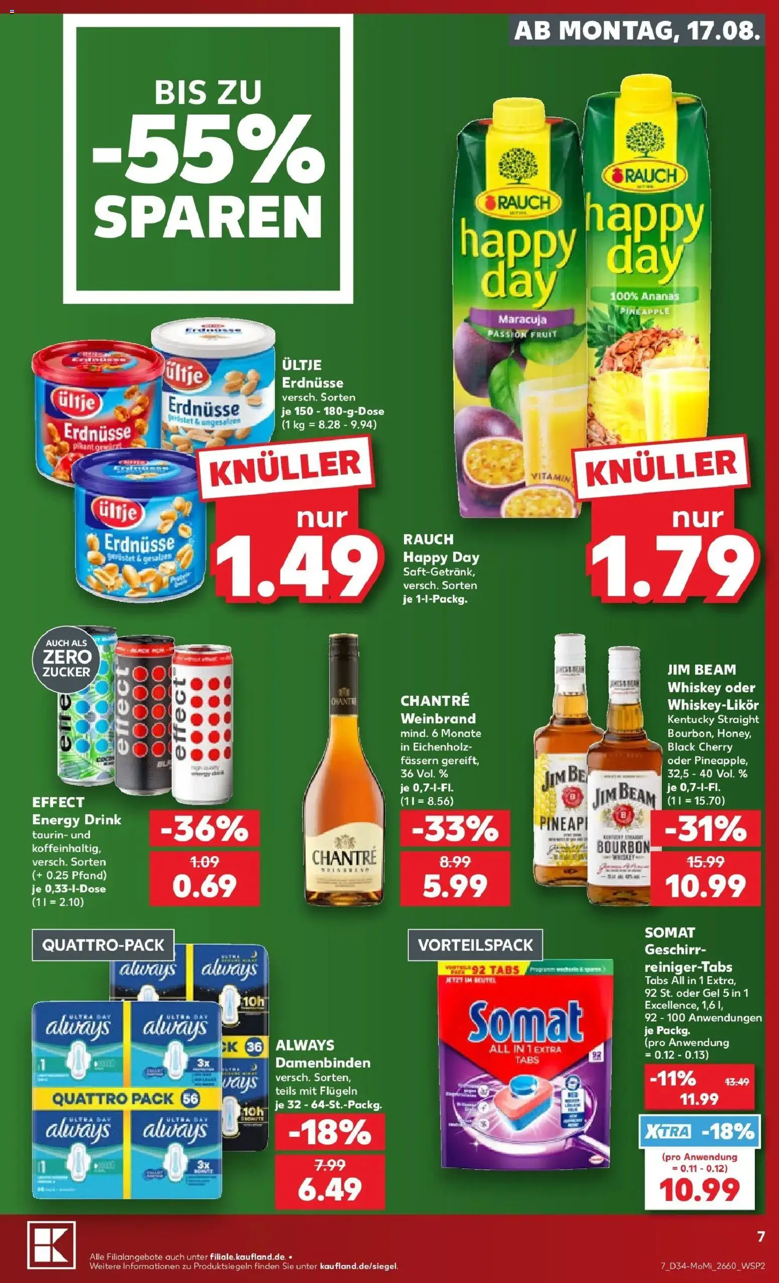 Prospekt Kaufland ab 17.08.2026 » Angebote Online zum Blättern | Seite: 7 | Produkte: Erdnüsse, Energy, Zucker, Whiskey