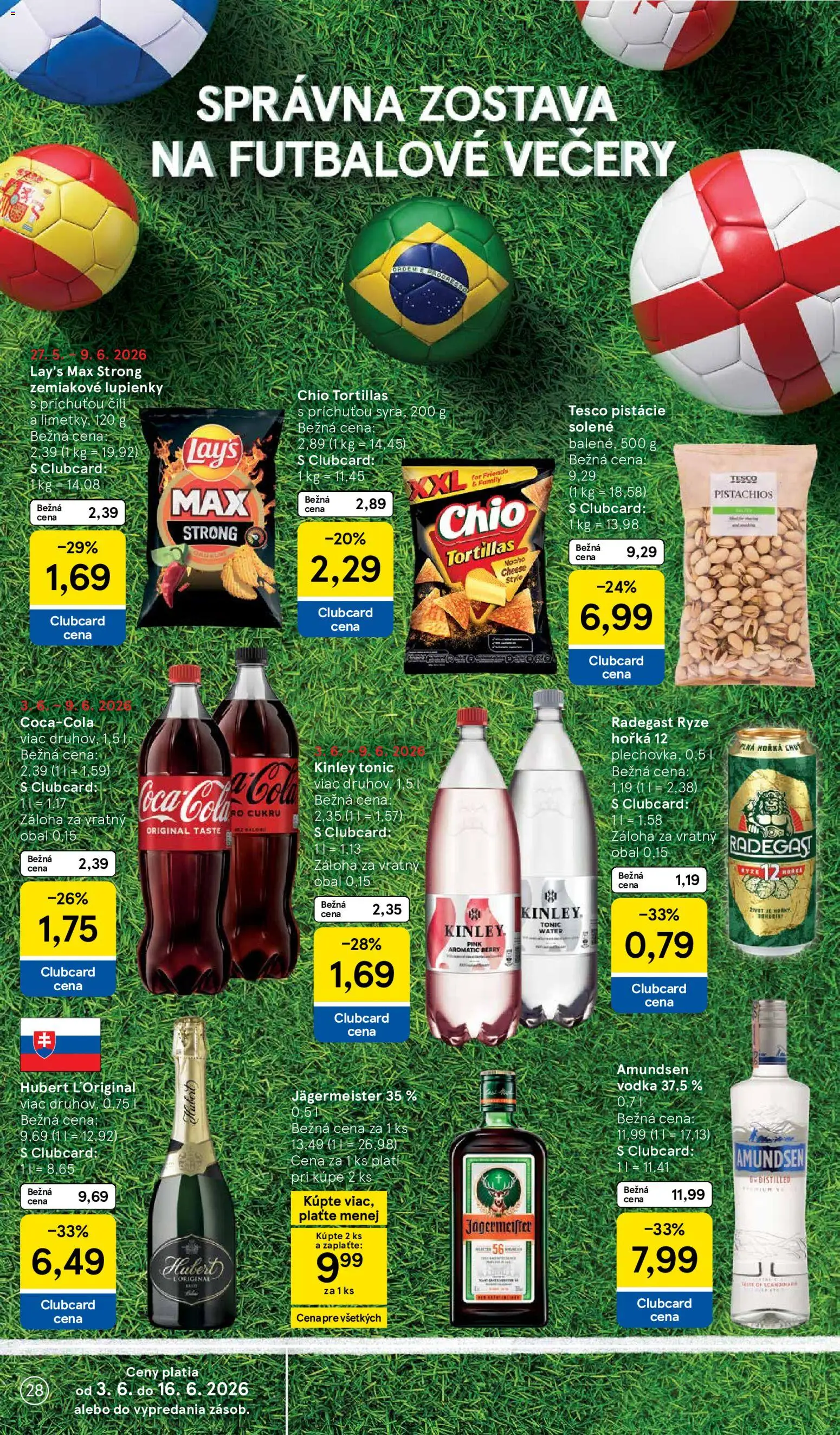 Nové Tesco akcie – leták je platný od 03.06.2026 | Strana: 28 | Produkty: Tortilla, Radegast, Vodka, Amundsen vodka