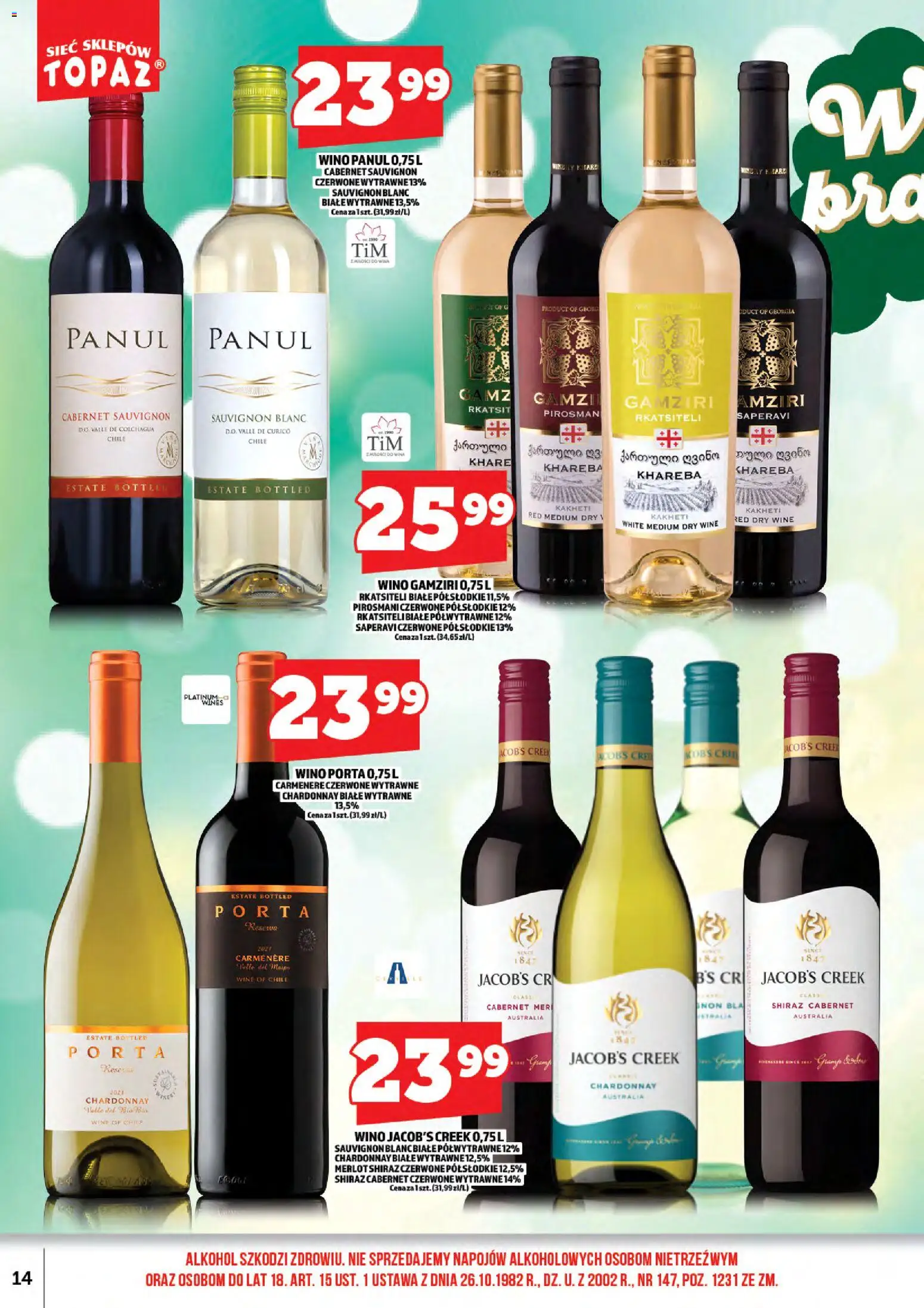 Topaz gazetka alkoholowa od 01.06.2026 | Strona: 16 | Produkty: Chardonnay, Merlot, Wino, Alkohol