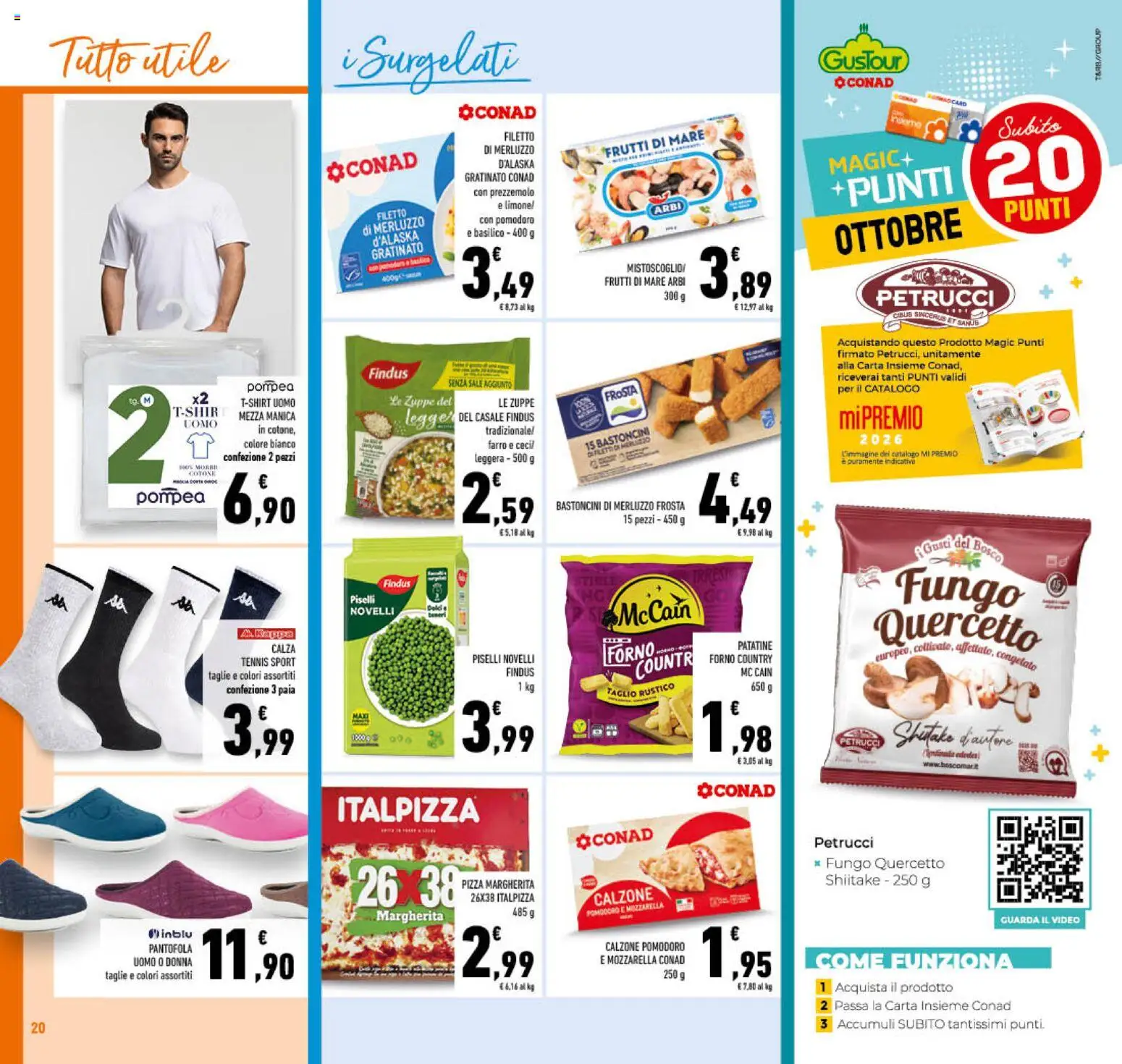 Volantino Conad del 07/10/2026 | Pagina: 20 | Prodotti: Patatine, Zuppe, Mozzarella, Piselli