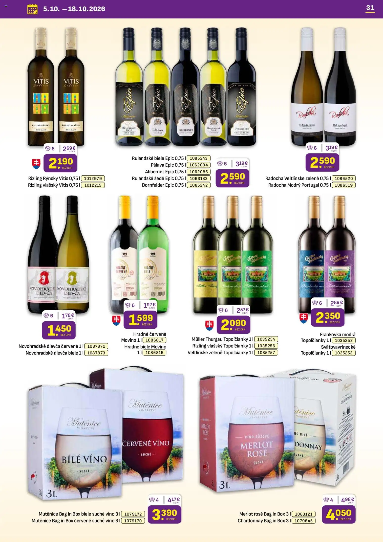 Nové Libex akcie – leták je platný od 05.10.2026 | Strana: 31 | Produkty: Víno, Červené víno