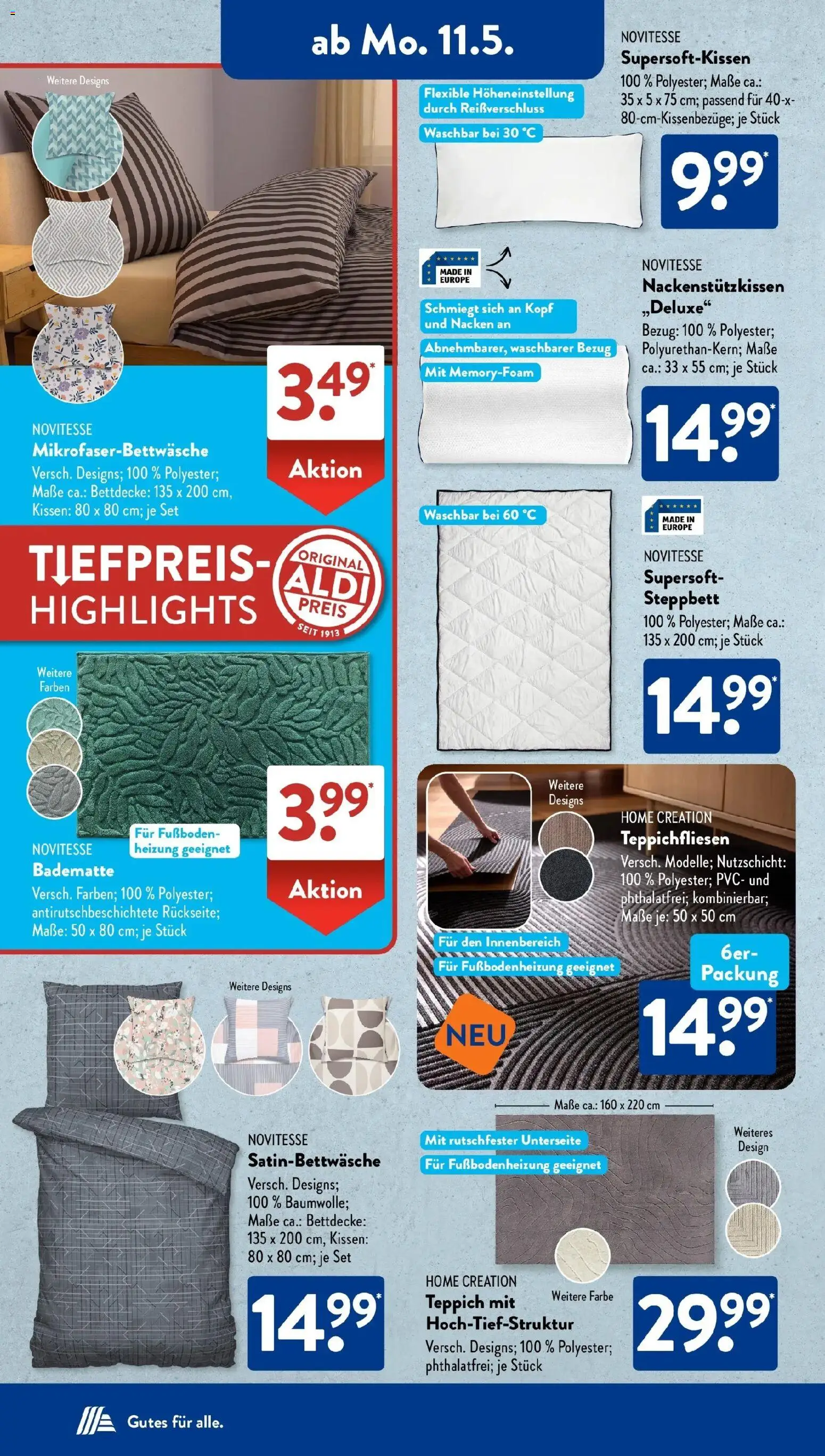 Aldi Süd Wochenangebote – gültig ab 10.05.2026 | Seite: 15 | Produkte: Kissen, Teppich, Home creation
