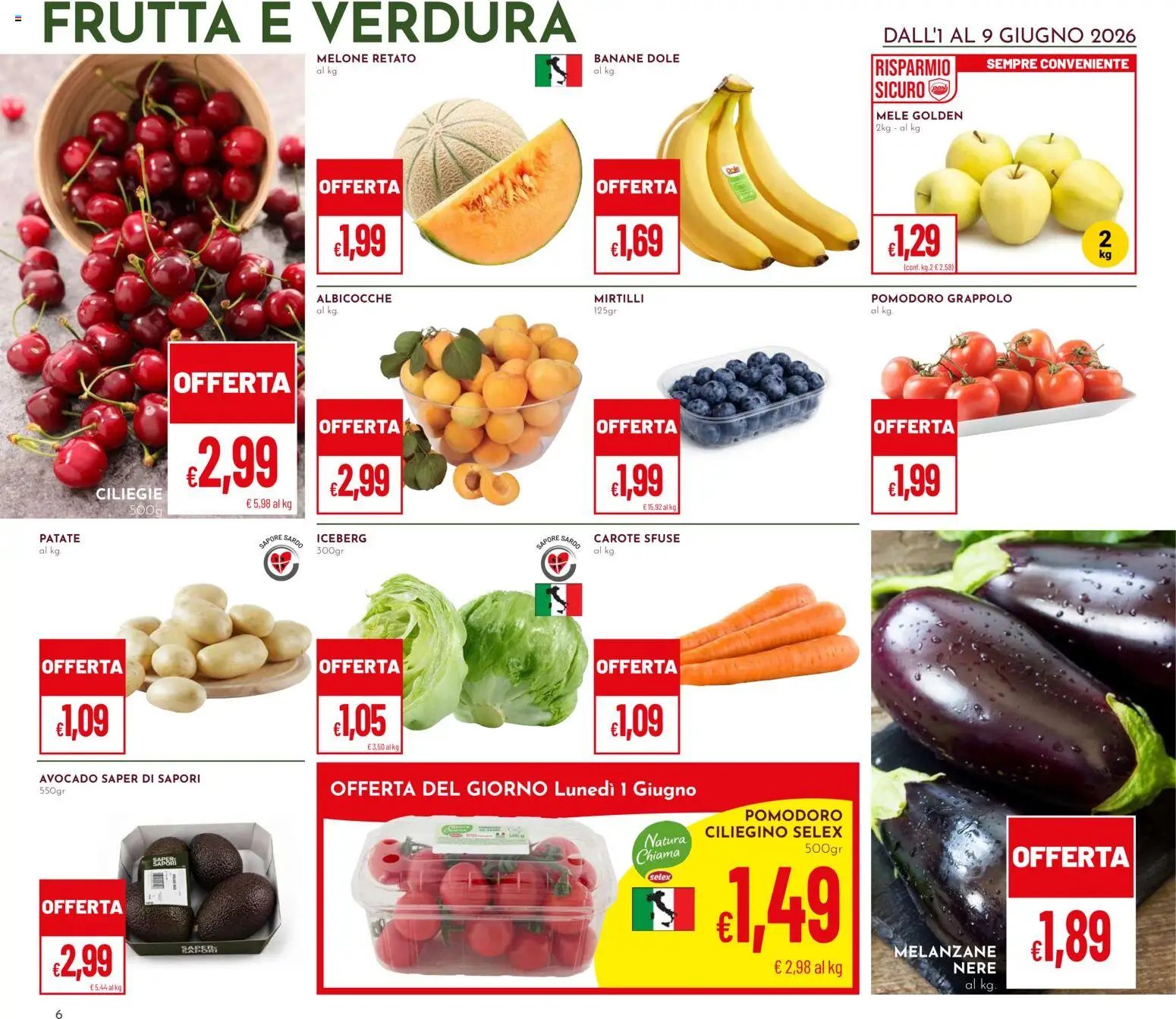 Volantino Pan del 01.06.2026 | Pagina: 6 | Prodotti: Mele, Avocado, Patate, Melone