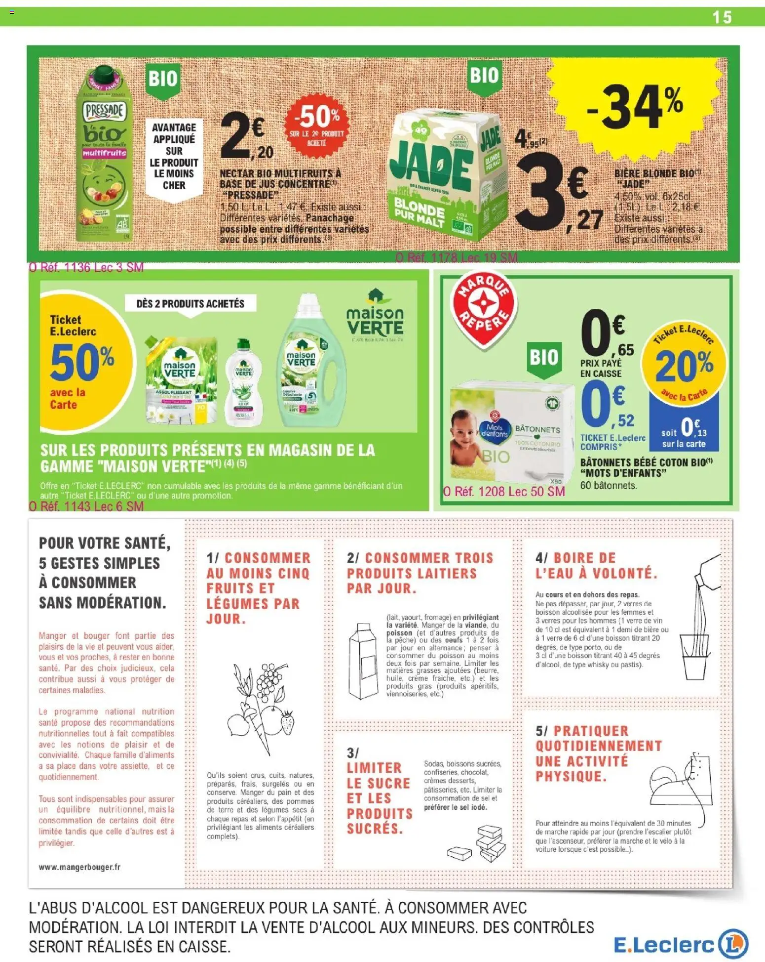 {H1} | Page: 15 | Produits: Assouplissant, Verres, Pain, Poisson