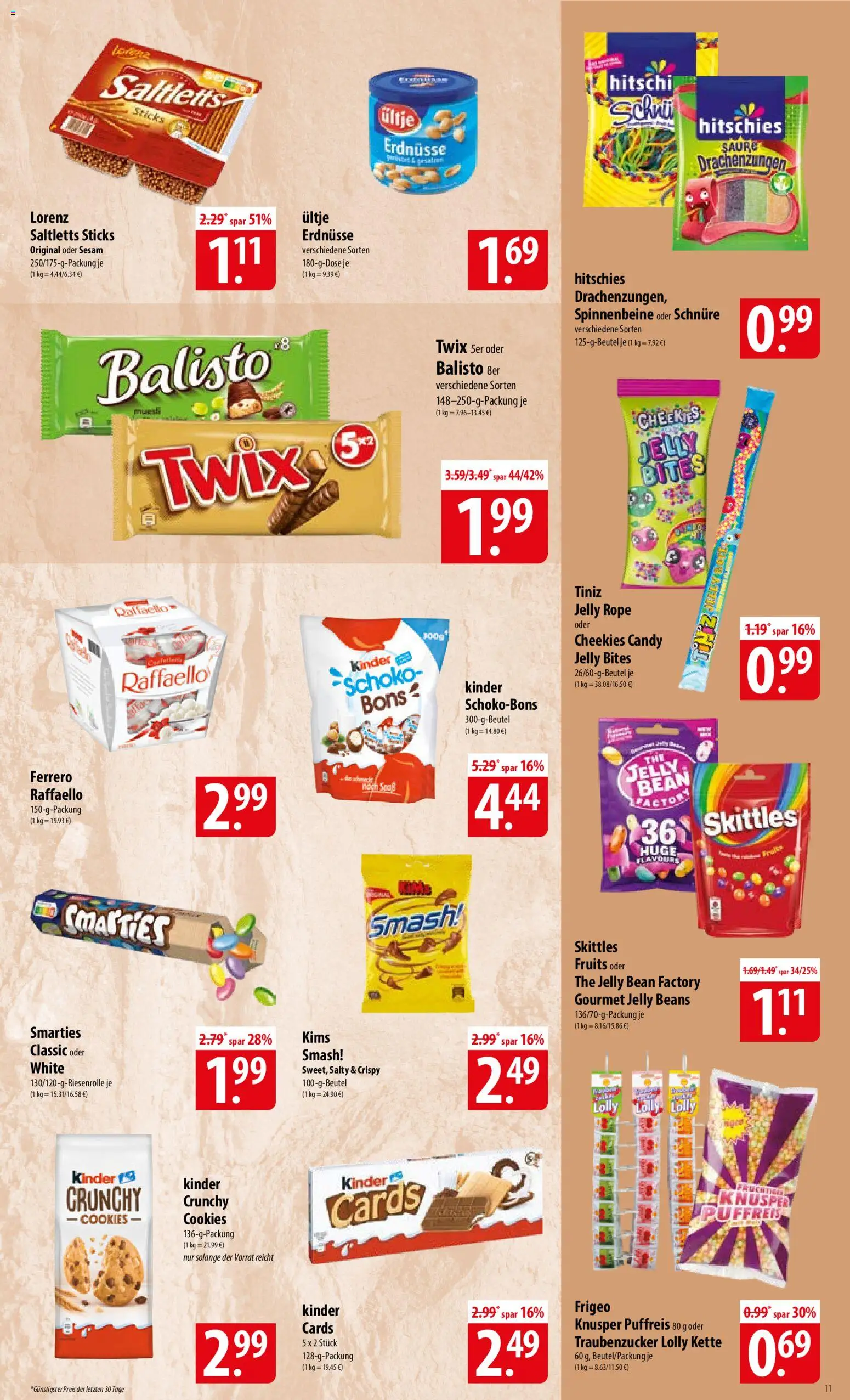 Famila Prospekt – gültig ab 08.06.2026 | Seite: 11 | Produkte: Raffaello, Erdnüsse, Smarties, Twix
