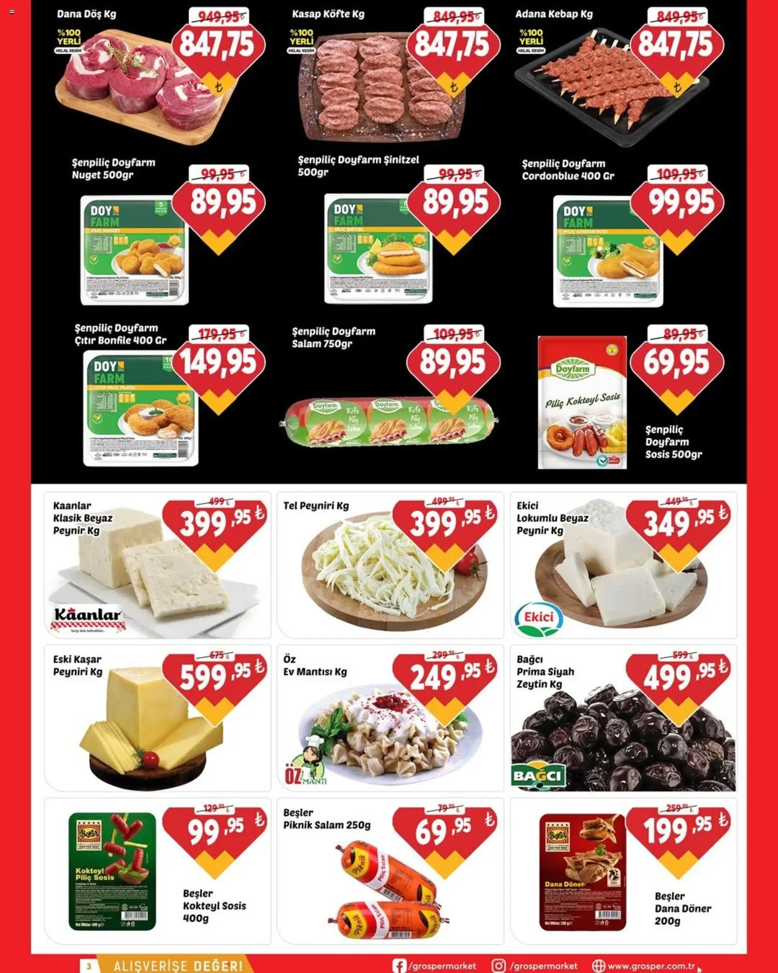 Grosper Katalog - 29 Temmuz 2026 tarihinden itibaren geçerlidir | Sayfa: 3 | Ürünler: Peynir, Salam, Sosis, Zeytin