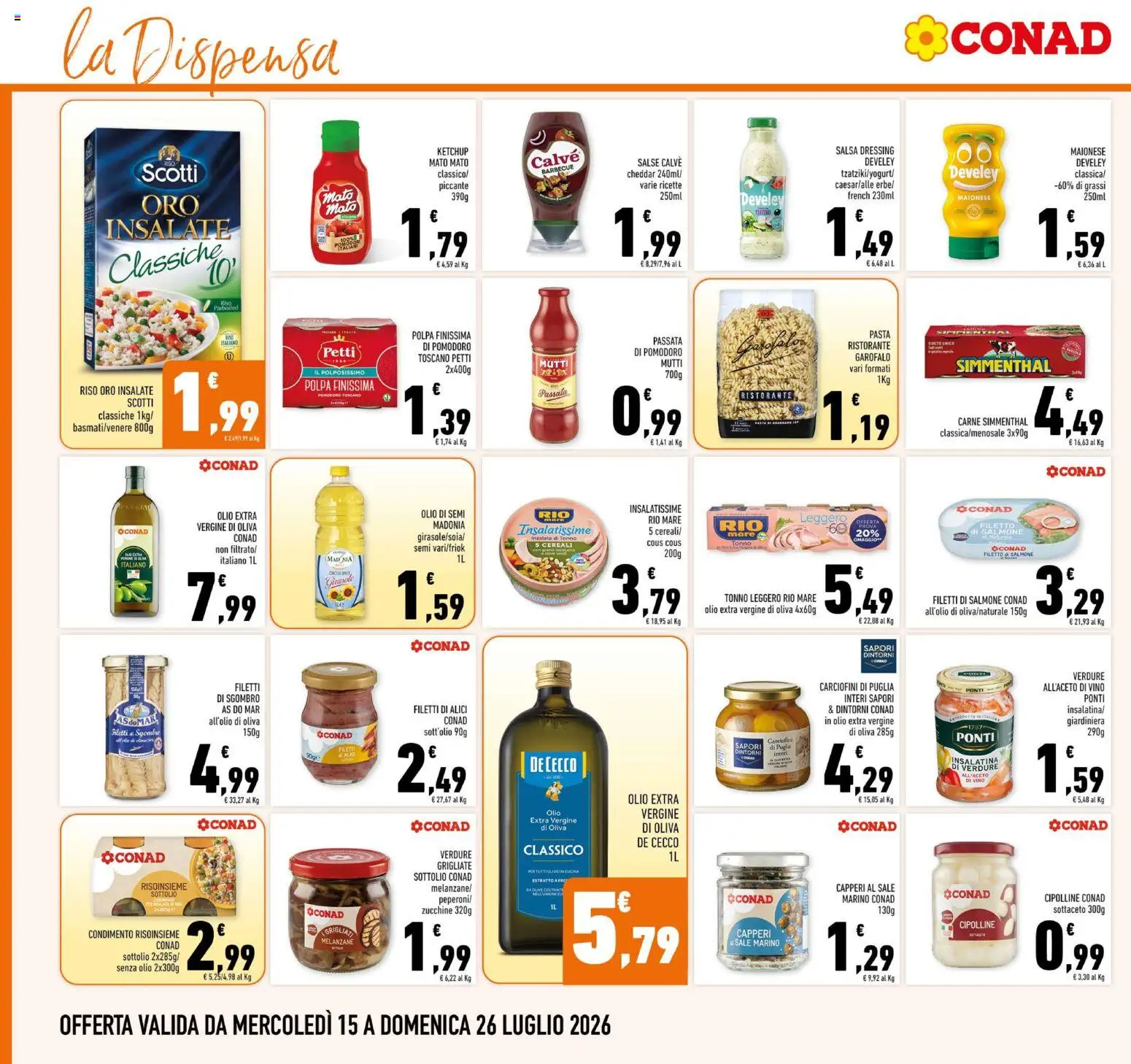 Volantino Conad del 15/07/2026 | Pagina: 16 | Prodotti: Maionese, Barbecue, Olive, Passata di pomodoro