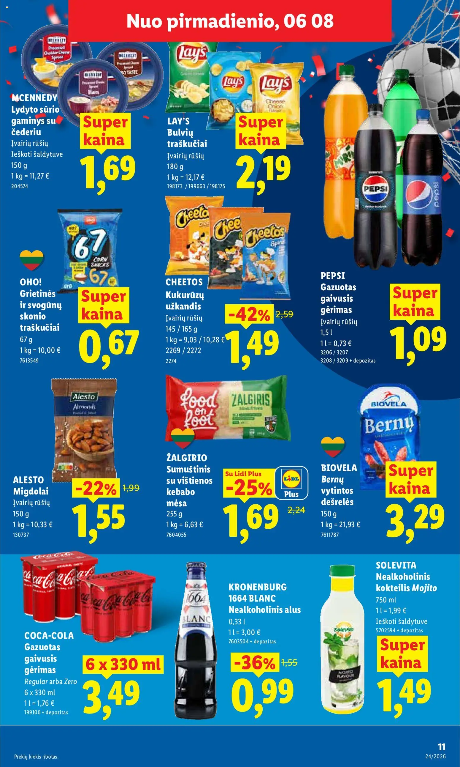 LIDL akcijos nuo 08.06.2026 | Puslapis: 15 | Prekių: Dešrelės, Sumuštinis, Alus, Traškučiai