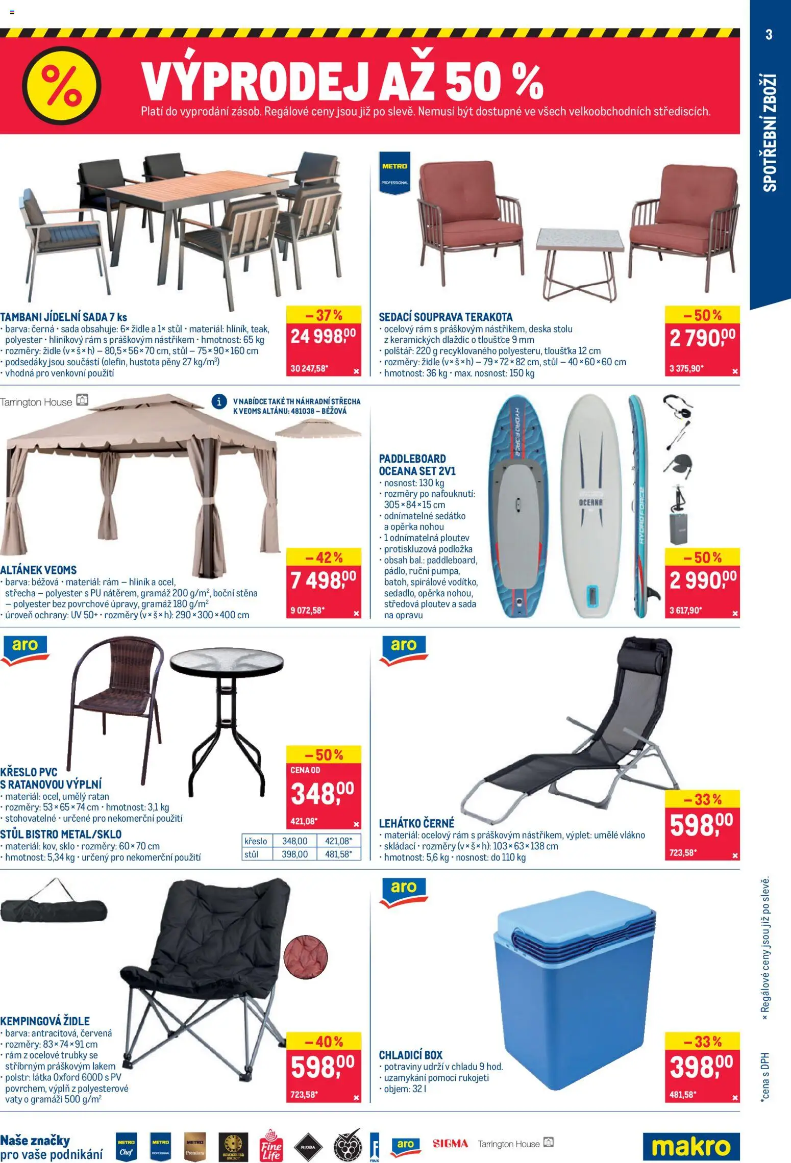 Makro leták - Nepotravinové zboží od 17.06.2026 | Strana: 3 | Produkty: Paddleboard, Polštář, Lehátko, Kempingová židle