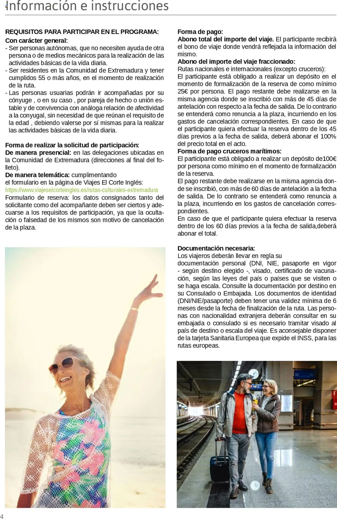 Viajes El Corte Inglés - Catálogo Junta de Extremadura │ válido desde el 01.03.2025 | Página: 4 | Productos: General