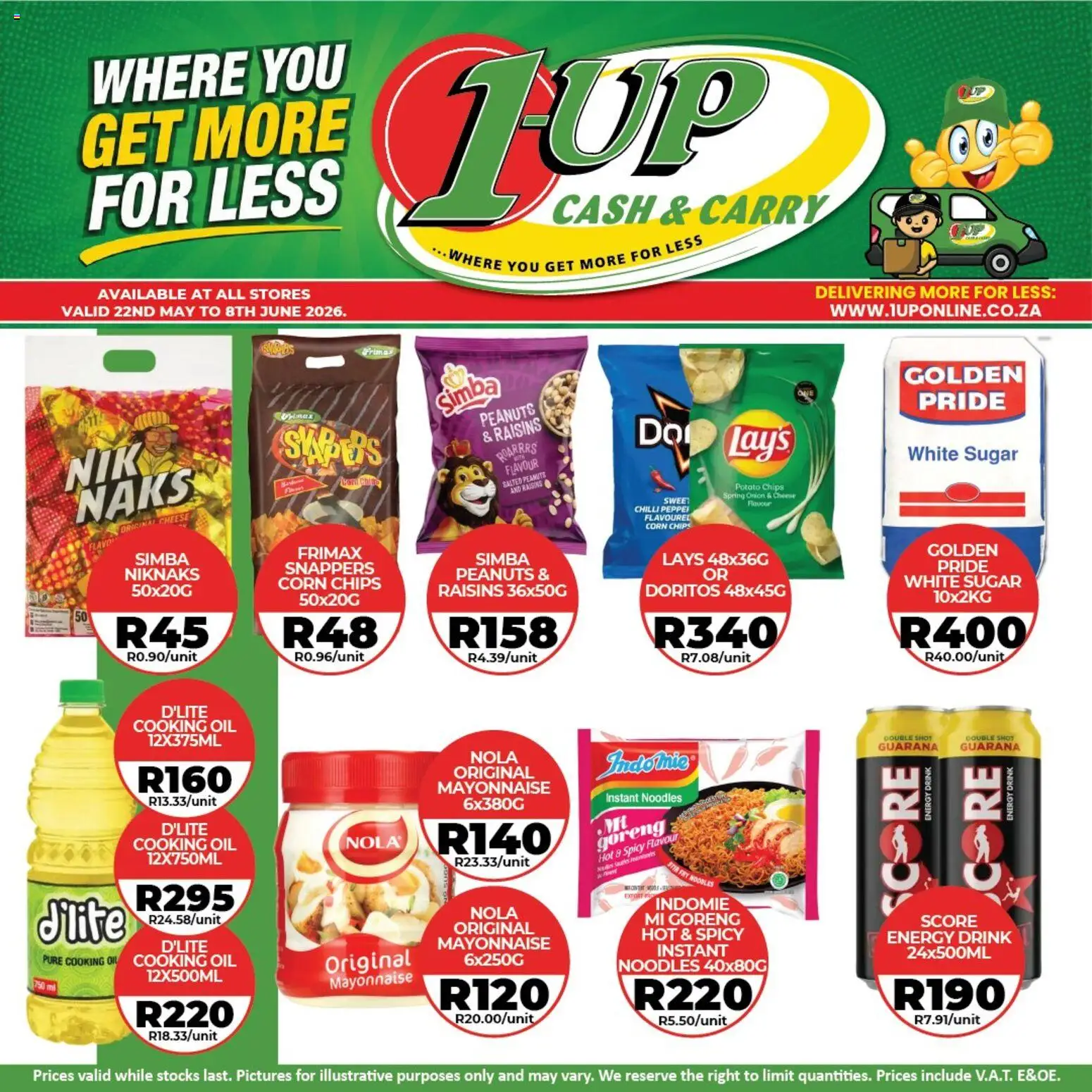 New 1UP Cash & Carry catalogue – valid from 22.05.2026 | Page: 5 | Products: Corn, Raisins, Mayonnaise, Sugar