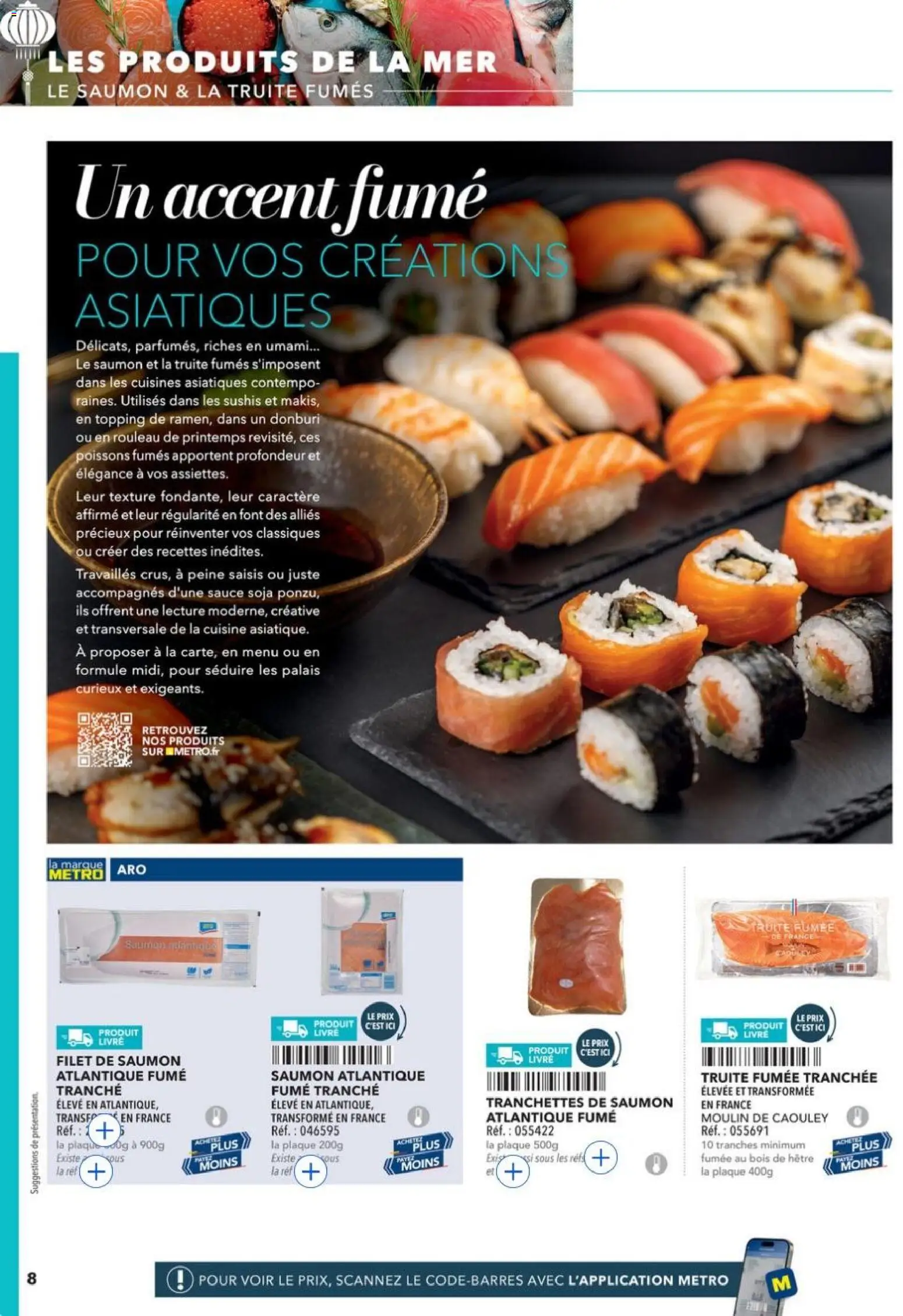 {H1} | Page: 8 | Produits: Truite fumée, Rouleau, Filet de saumon, Saumon