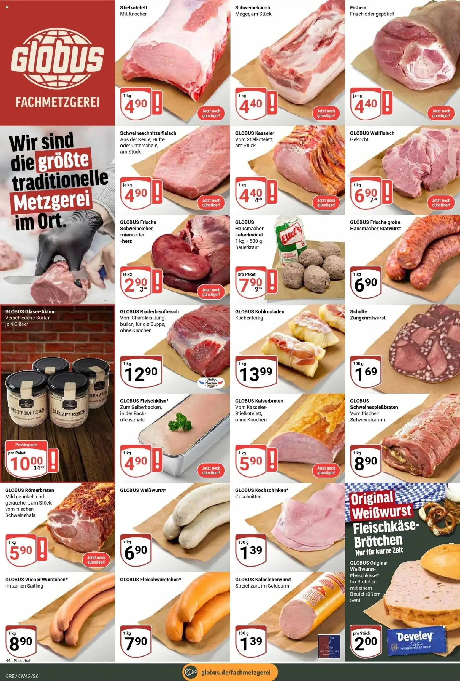 Globus Prospekt Krefeld (ab 19.10.2026) » Angebote online | Seite: 7 | Produkte: Leberknödel, Schweinebauch, Bratwurst, Weißwurst