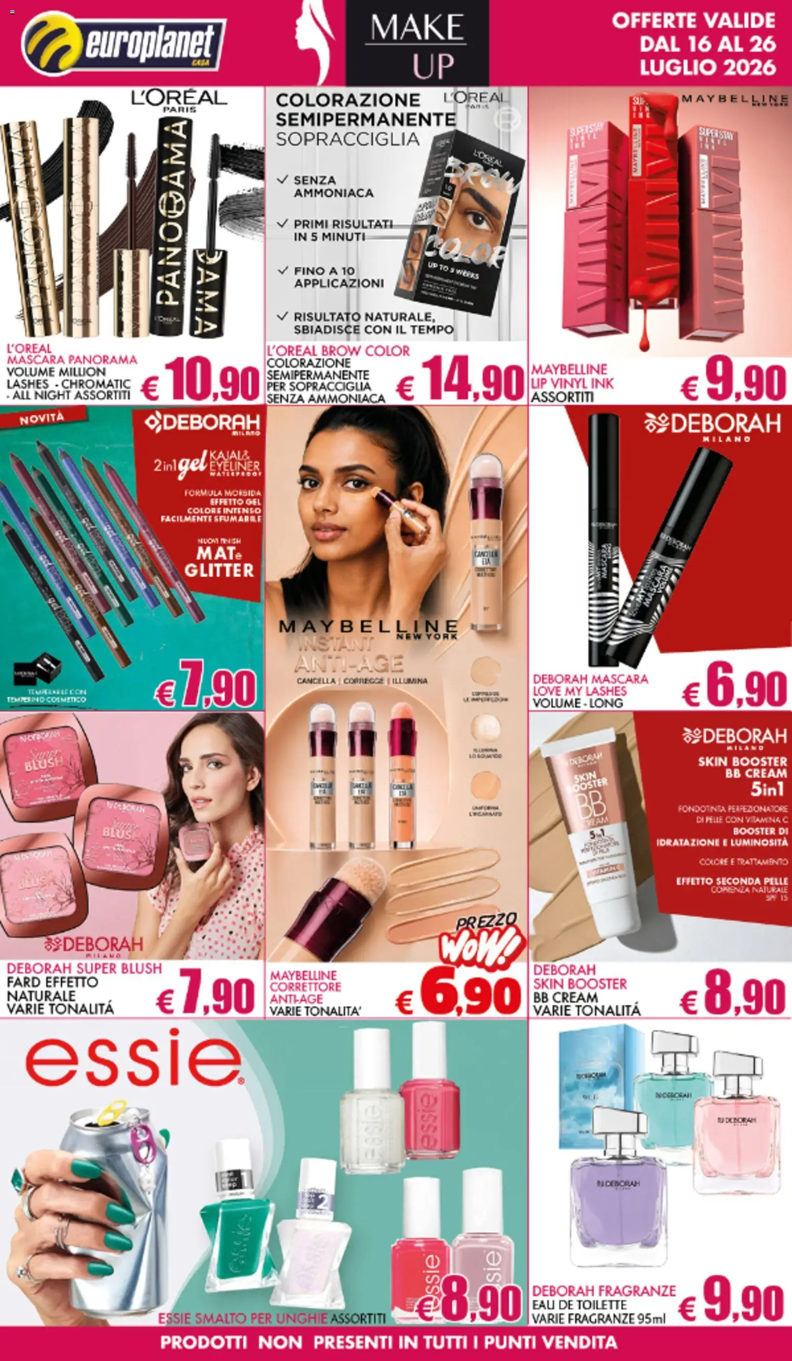 Volantino Europlanet Casa del 16/07/2026 | Pagina: 5 | Prodotti: Mascara, Smalto per unghie, Correttore, BB cream