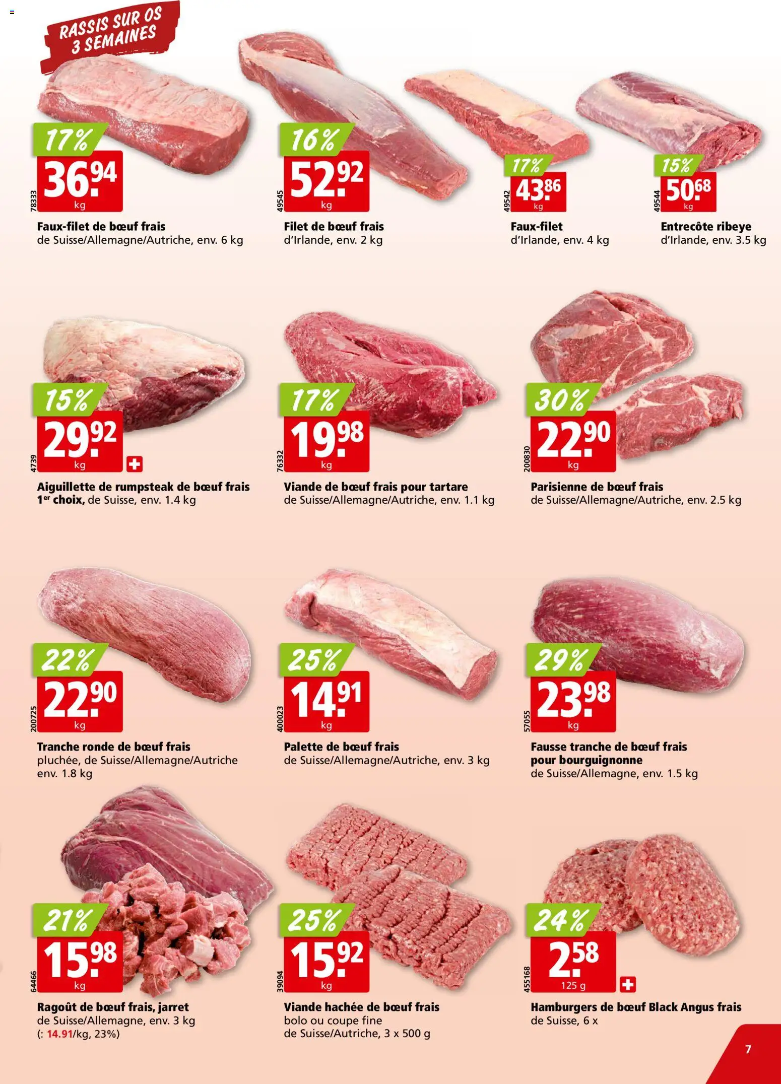 Aligro aktionen Chavannes, Matran, Genève, Sion – gültig ab 14.09.2026 | Seite: 7 | Produkte: Rumpsteak