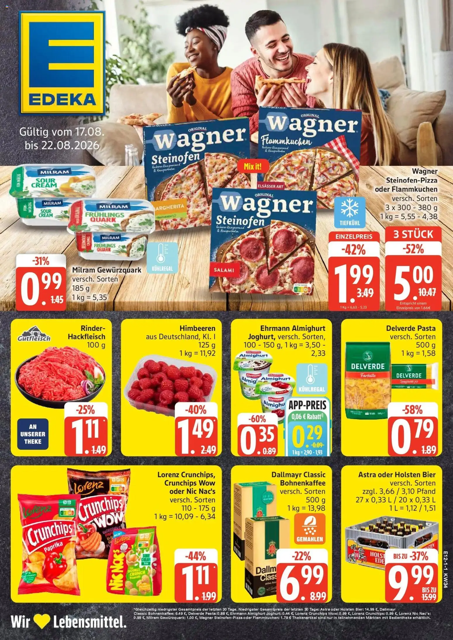 Edeka Prospekt Ammersbek (ab 17.08.2026) » Angebote Online | Seite: 1 | Produkte: Quark, Joghurt, Holsten, Salami