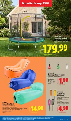 Pré-visualização PLAYTIVE Trampolim com Rede, Carga máx.: 100 kg, Altura de entrada: aprox. 74 cm, nº466913 válido de 15/06/2026 | Página: 37 | Produtos: Luz LED, Trampolim, Iluminação