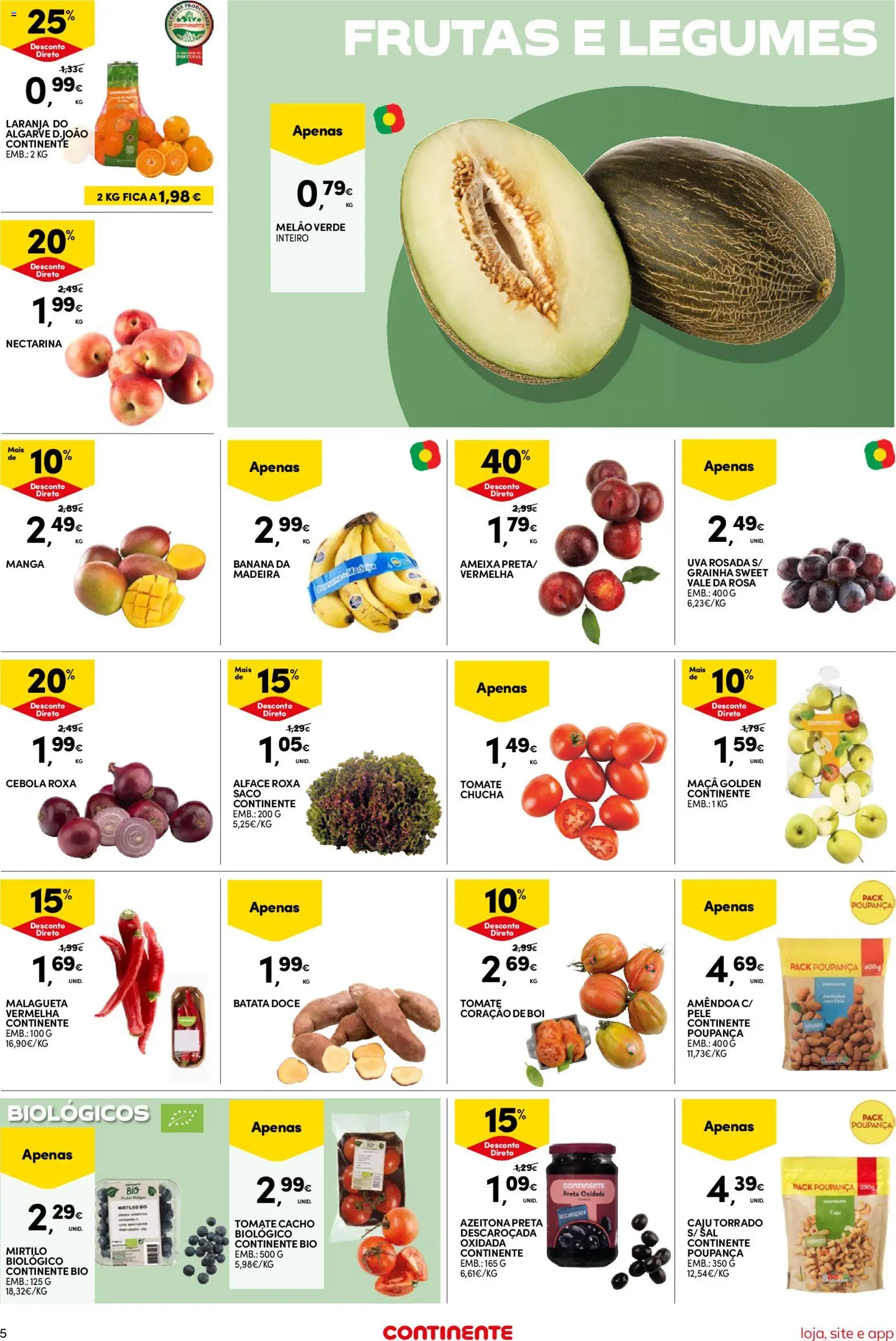 Continente Semanal Continente Bom Dia │ válido de 25/08/2026 | Página: 5 | Produtos: Cebola roxa, Banana, Sal, Frutas