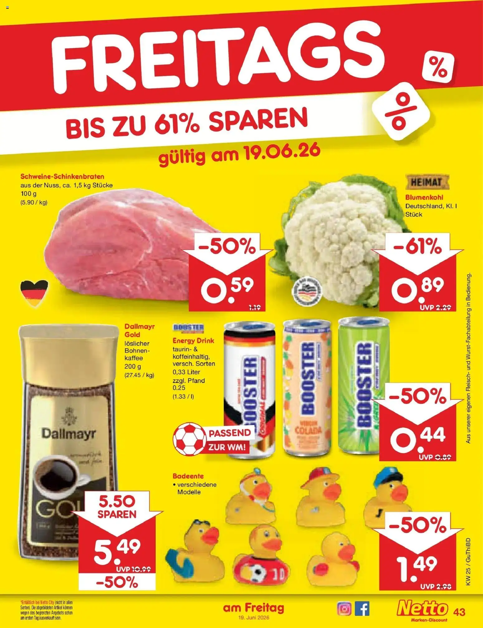 Netto Marken-Discount Prospekt Augustusburg – gültig ab 14.06.2026 | Seite: 55 | Produkte: Energy, Kaffee, Blumenkohl, Fleisch