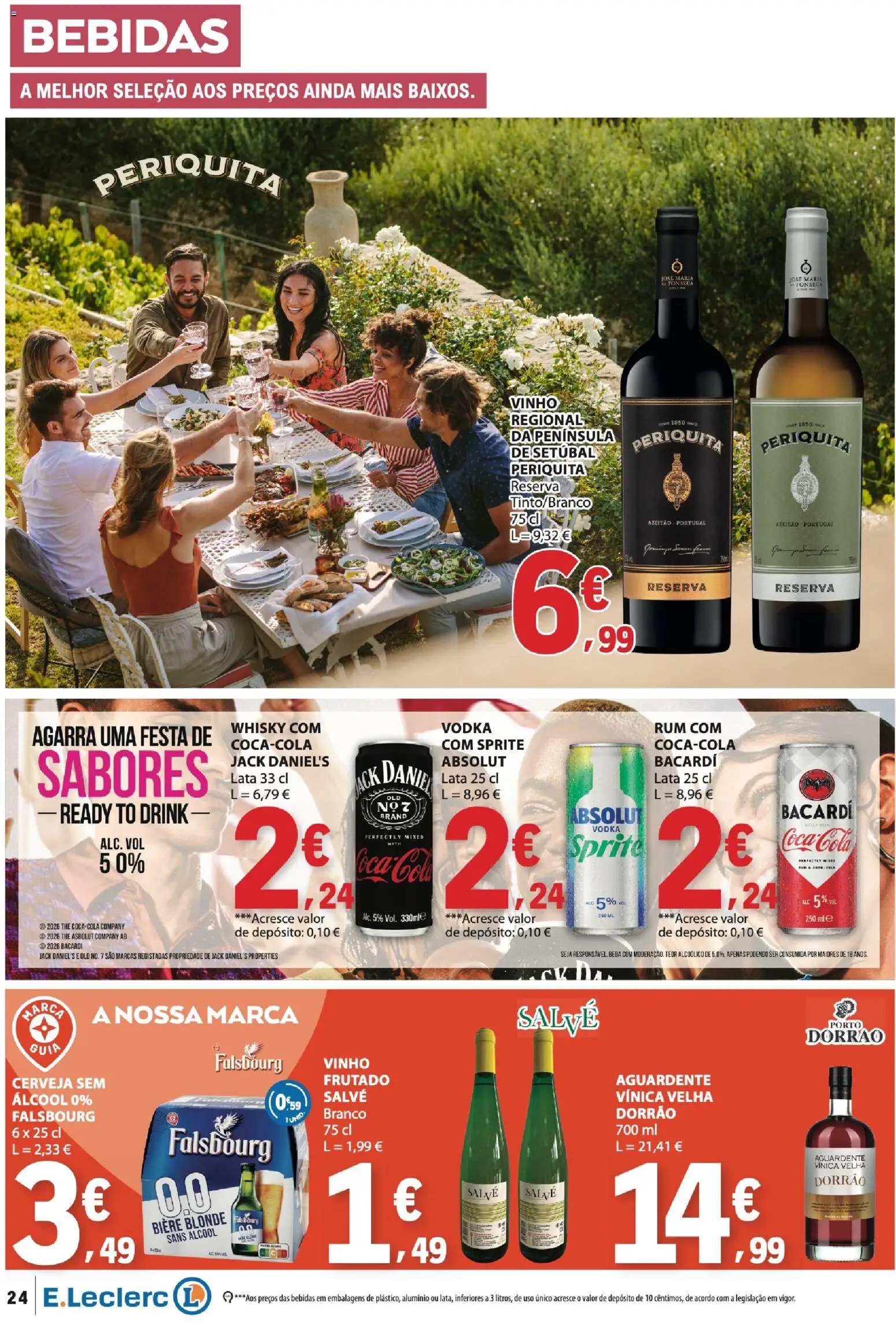 E.Leclerc folheto │ válido de 27/08/2026 | Página: 24 | Produtos: Whisky, Cerveja, Bacardi, Vodka