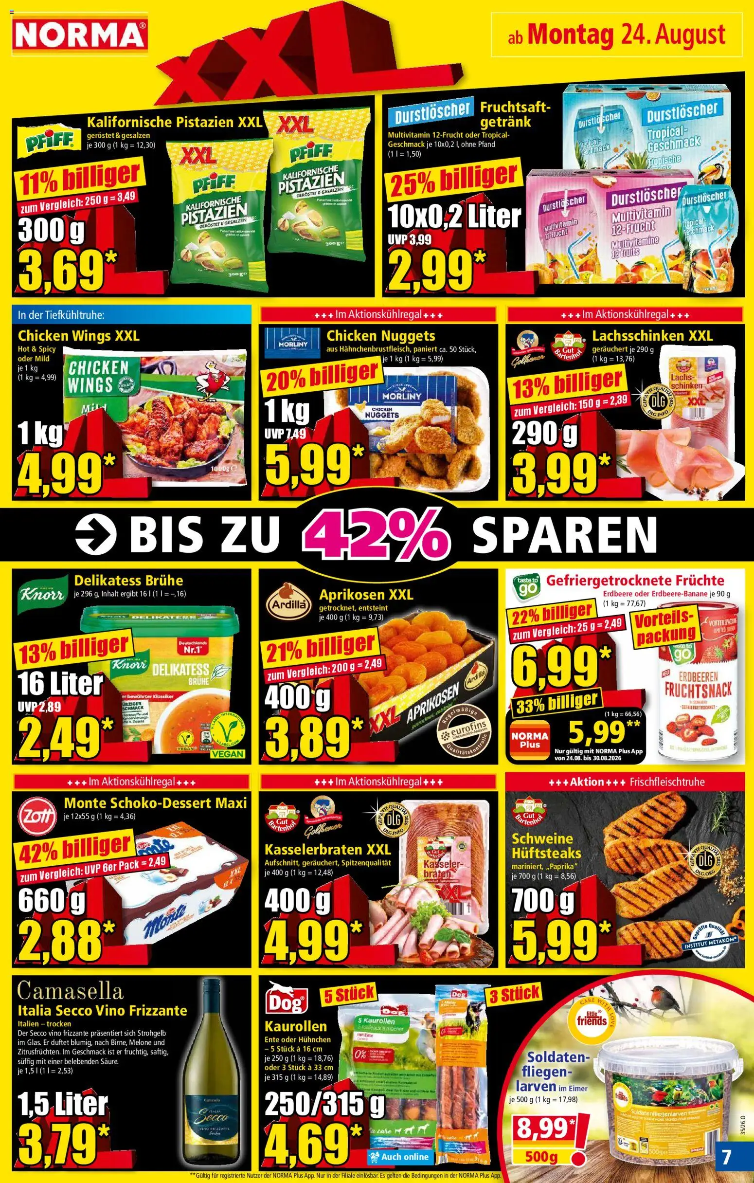 Norma Prospekt – gültig ab 24.08.2026 | Seite: 7 | Produkte: Pistazien, Brühe, Lachs, Melone