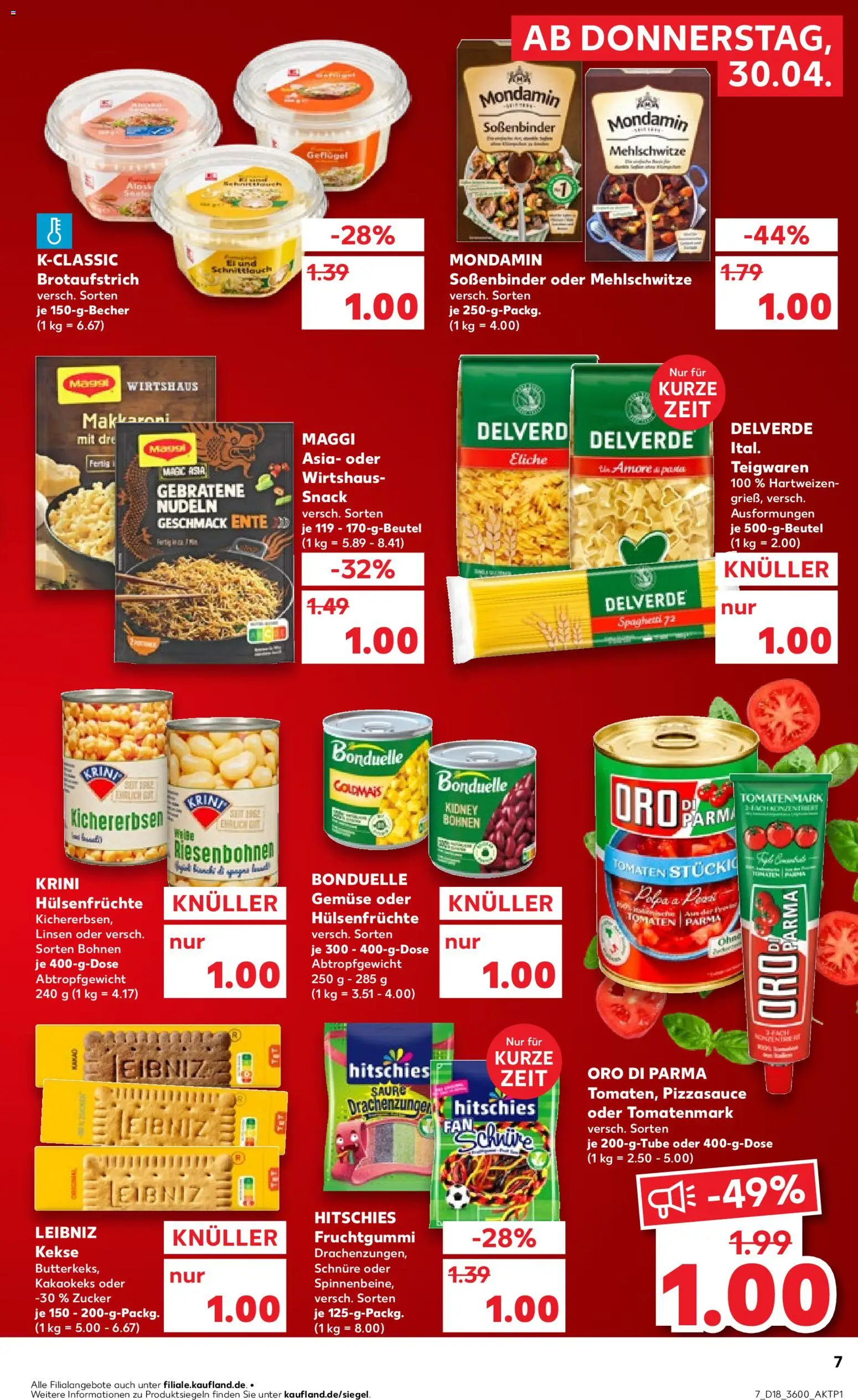 Kaufland Prospekt Zeitz	 – gültig ab 30.04.2026 | Seite: 7 | Produkte: Oro di parma, Pasta, Nudeln, Kekse