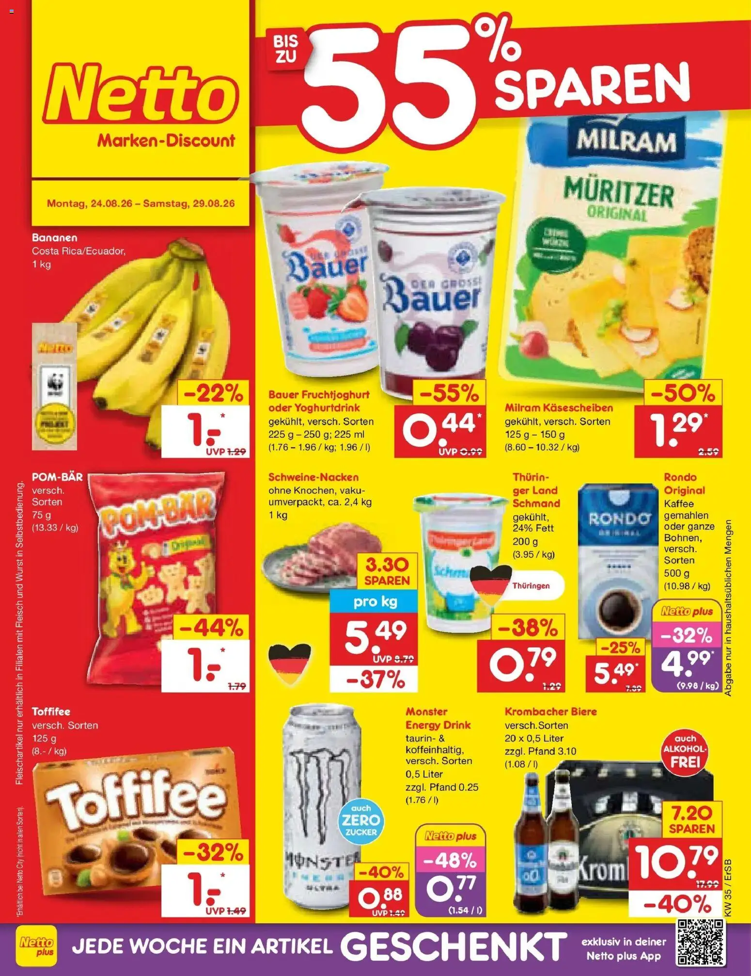 Netto Marken-Discount Prospekt Naumburg (ab 24.08.2026) » Angebote | Seite: 1 | Produkte: Energy, Kaffee, Fruchtjoghurt, Fleisch