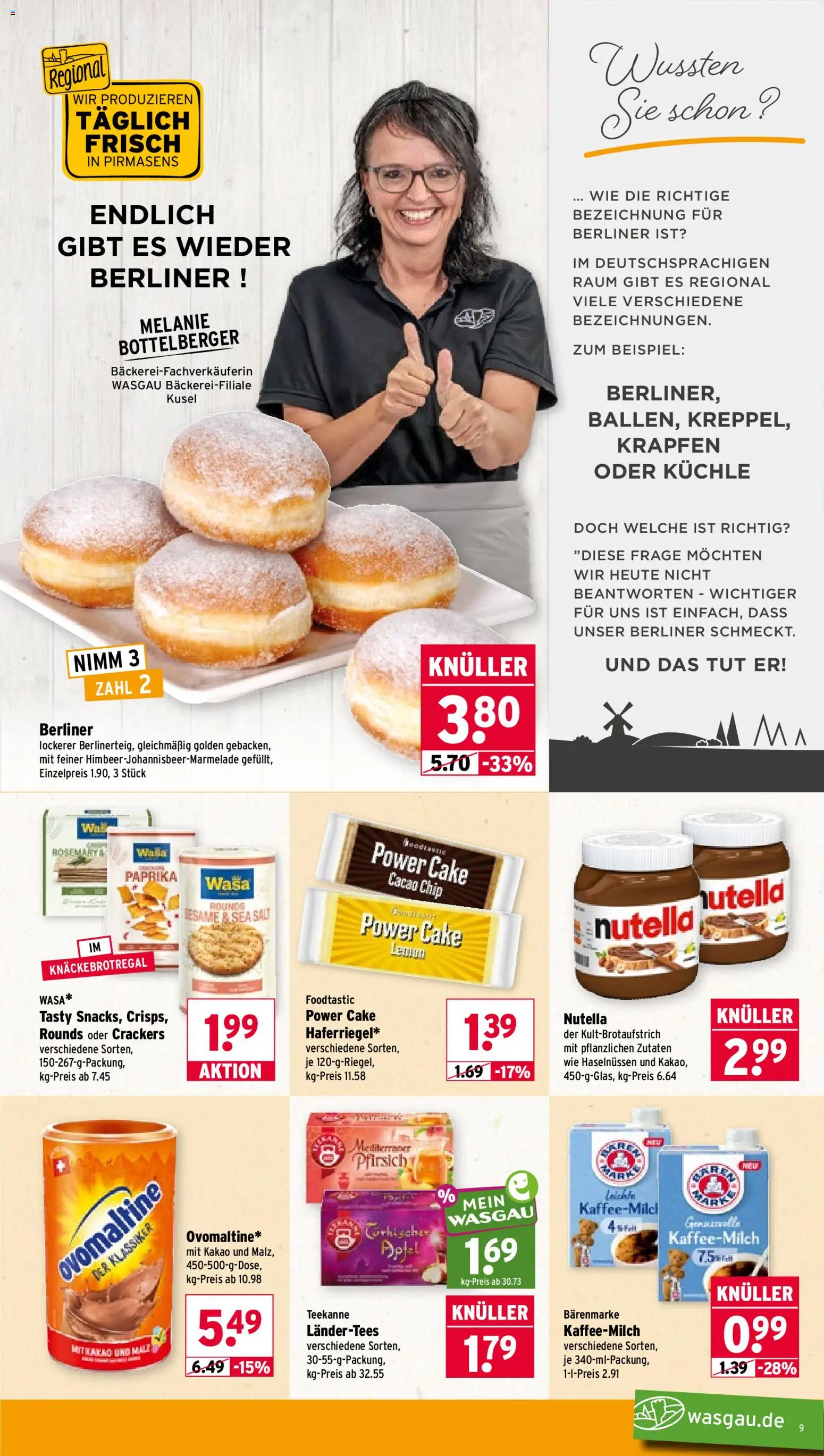 Wasgau Prospekt – gültig ab 24.08.2026 | Seite: 9 | Produkte: Krapfen, Paprika, Pfirsich, Teekanne