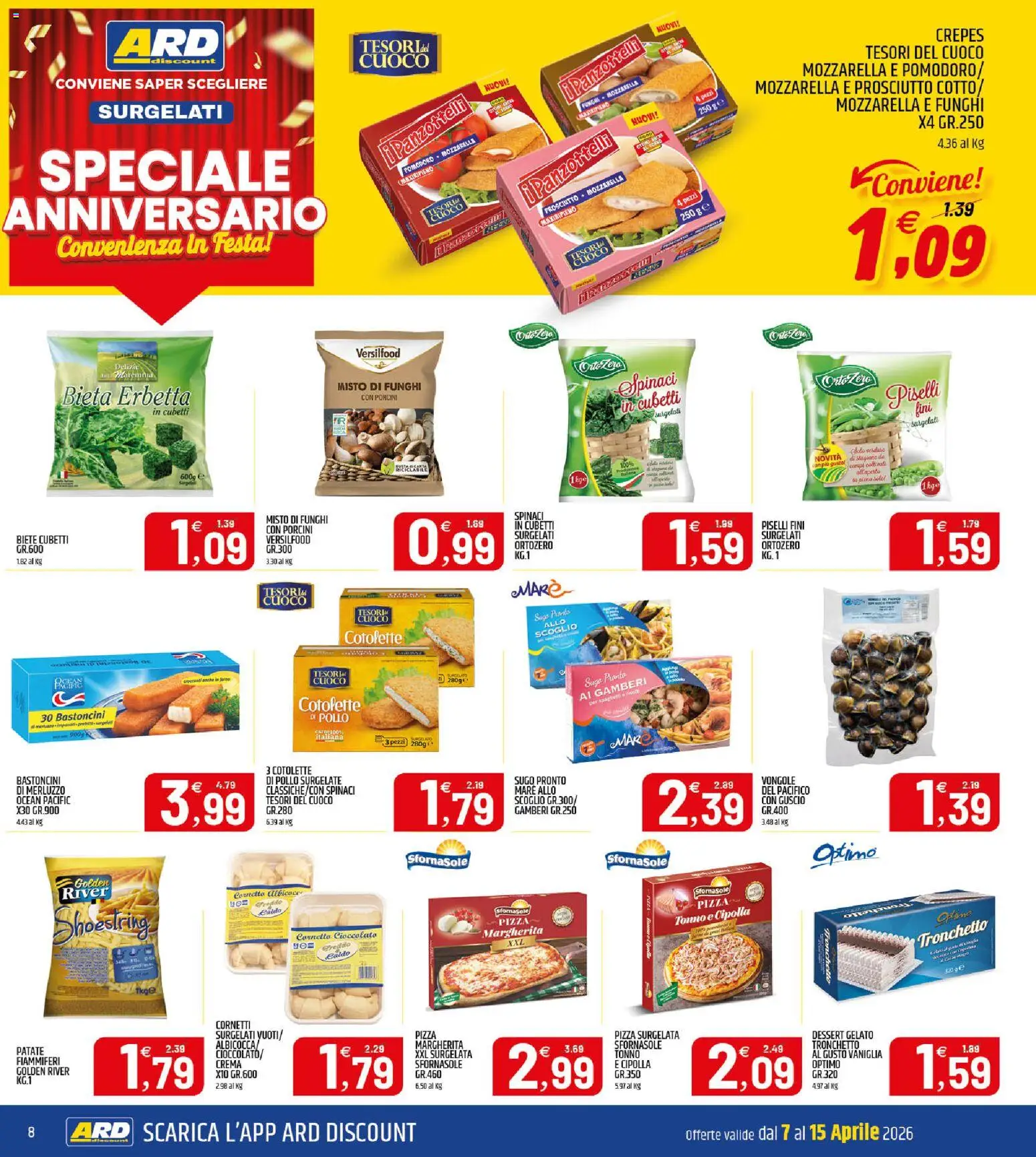 Volantino ARD Discount del 07.04.2026 | Pagina: 8 | Prodotti: Cioccolato, Pomodoro, Prosciutto, Tonno