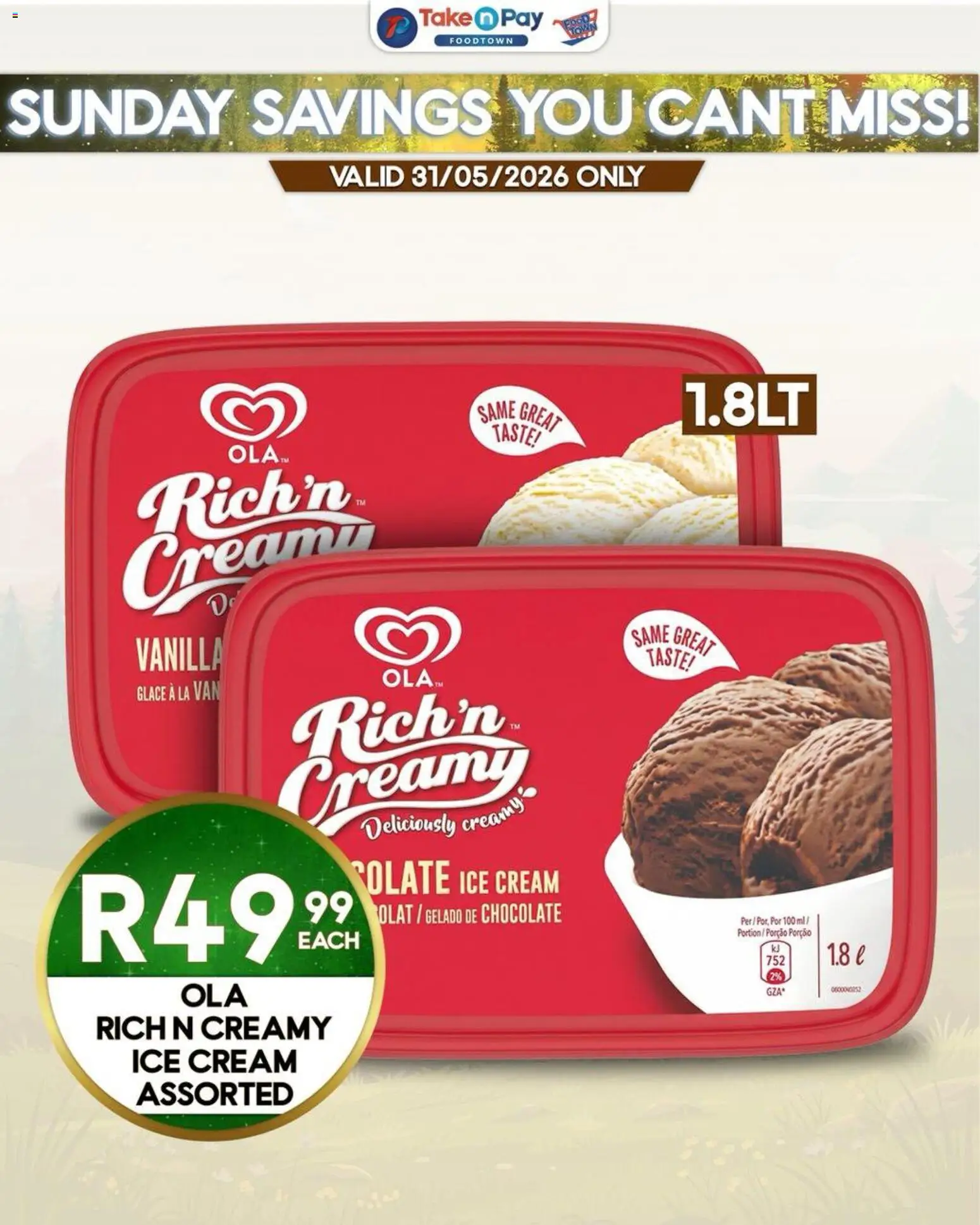 New Take n Pay catalogue – valid from 31.05.2026 | Page: 5 | Products: Chocolate, Cream, Ice cream