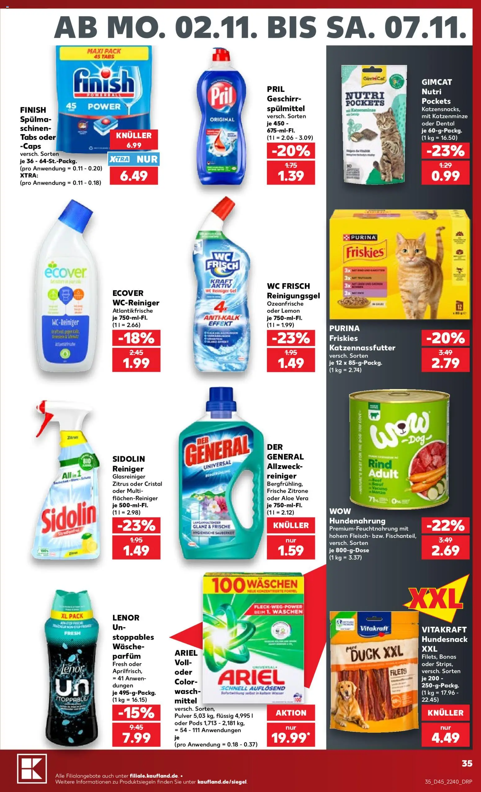 Kaufland Německo leták od 02.11.2026 | Strana: 35 | Produkty: Lenor, Purina, Ariel, Aloe vera
