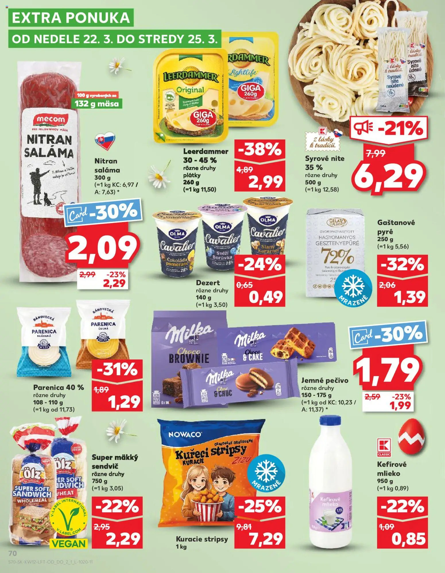 Nové Kaufland akcie – leták je platný od 19.03.2026 | Strana: 70 | Produkty: Mlieko, Saláma, Milka, Sendvič