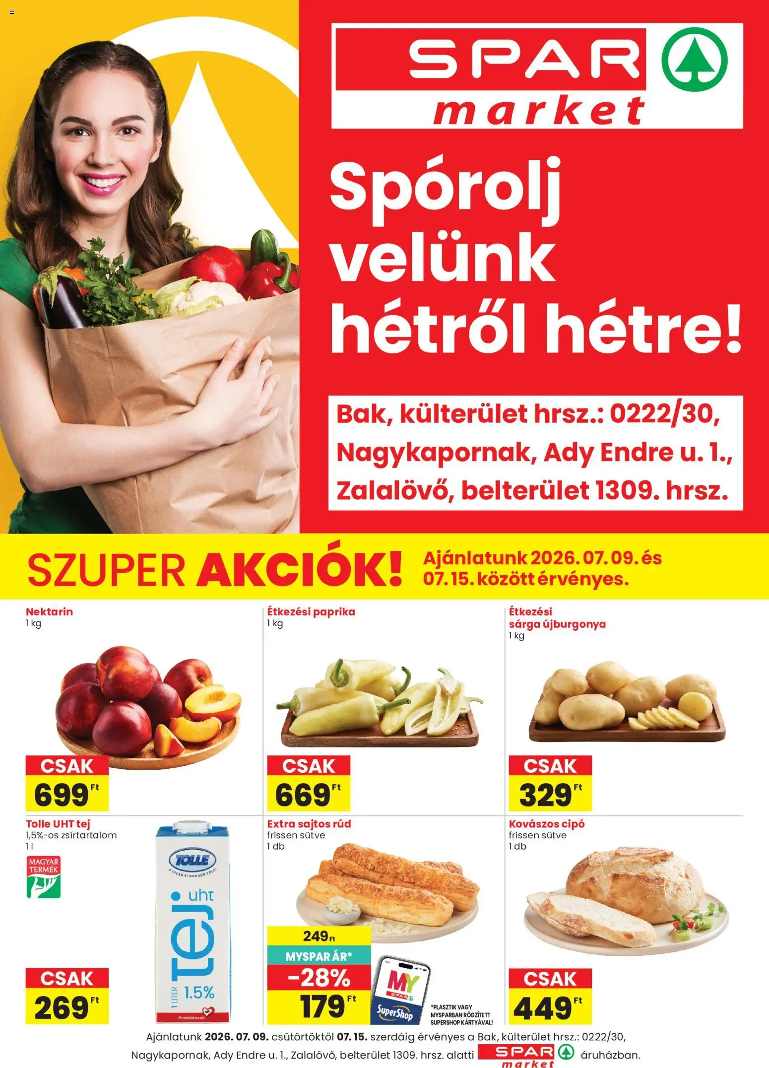 Spar Market Bak, Nagykapornak, Zalalövő szórólap – 2026.07.09. -tól/töl > akció, lapozható szórólap 🛍️