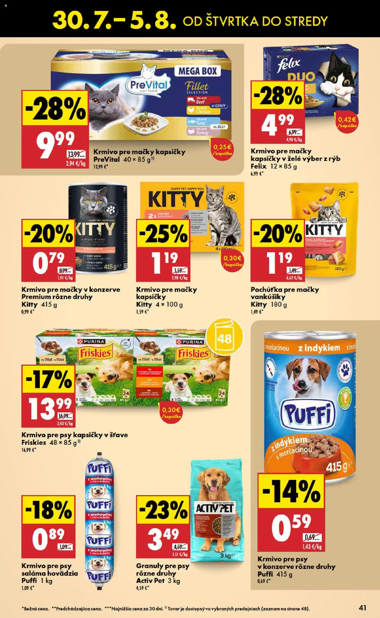 Nové Biedronka akcie – leták je platný od 30.07.2026 | Strana: 41 | Produkty: Felix, Saláma, Friskies, Kapsičky
