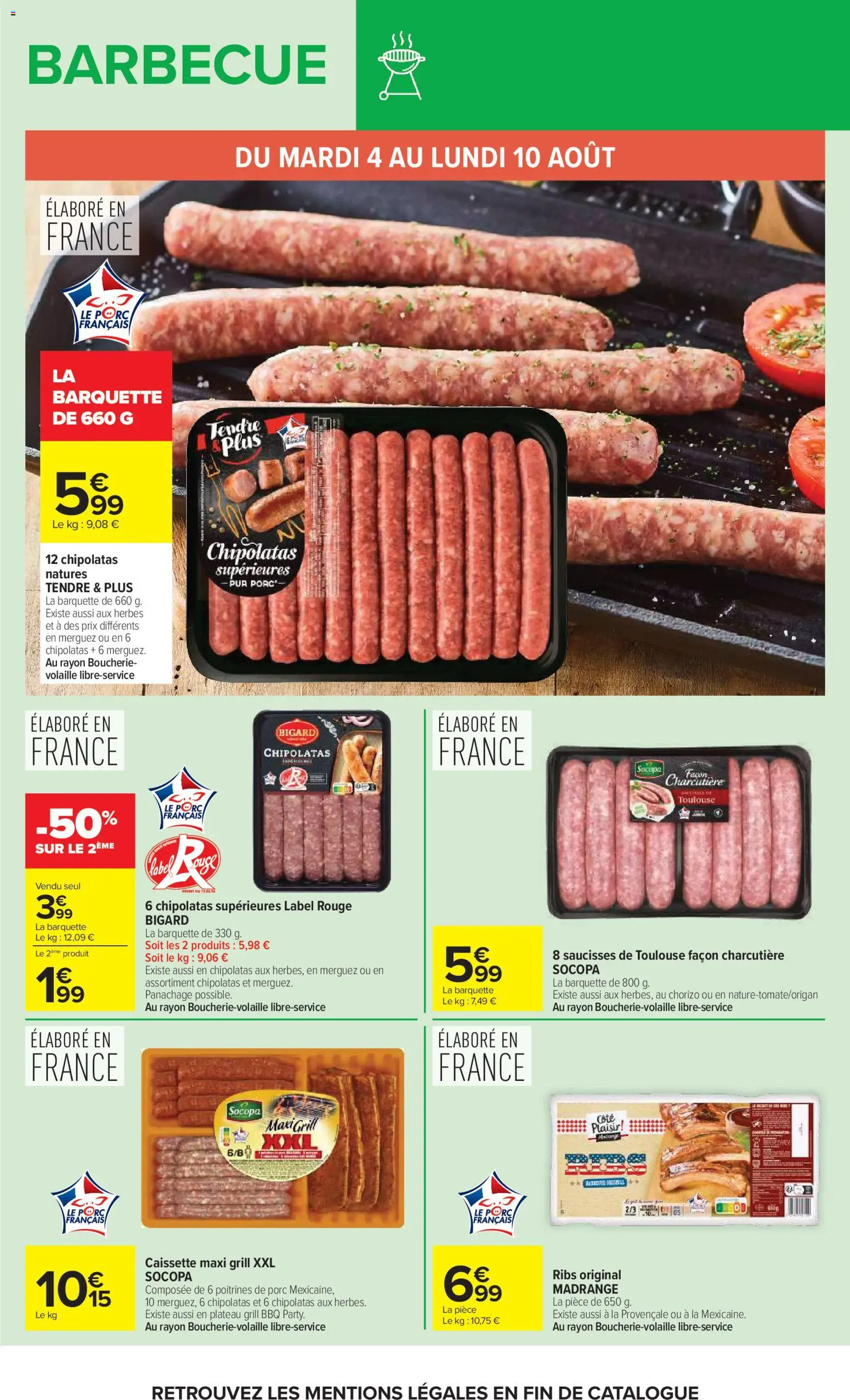 {H1} | Page: 11 | Produits: Chorizo, Barbecue, Plateau, Porc