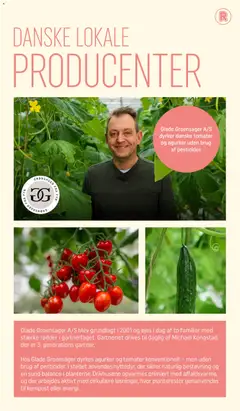 Danske tomater og agurker, Danske tomater og agurker dyrket uden brug af pesticider. gyldig fra 01.05.2026 | Side: 16 | Produkter: Tomater, Agurker